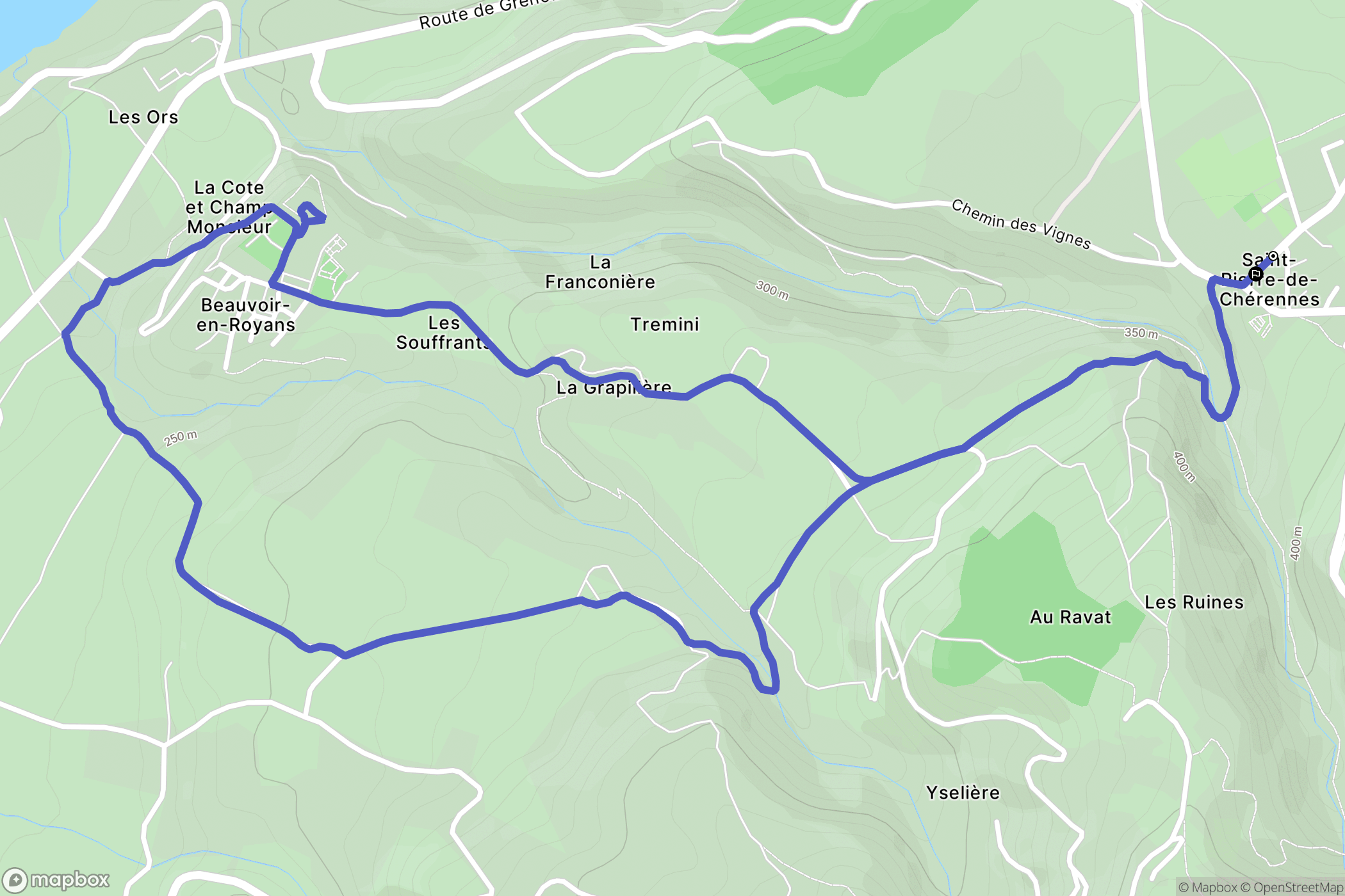 Saint-Pierre-de-Chérennes : carte du parcours de randonnée - France