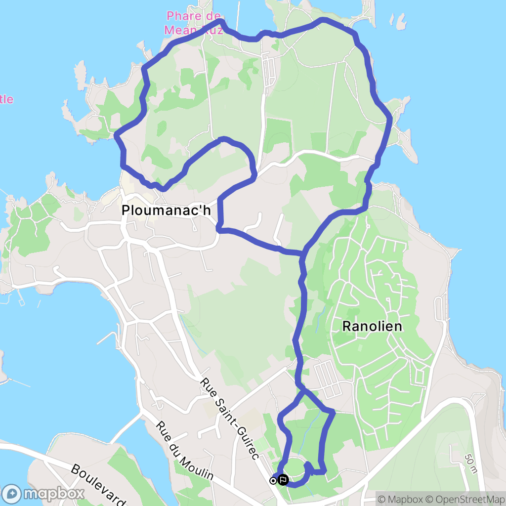 Ploumanac'h (commune de Perros-Guirec) : carte du parcours de randonnée - France