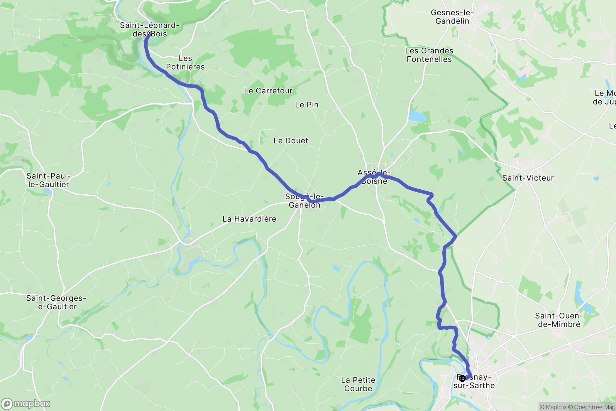 Saint-Léonard-des-Bois : carte du parcours de randonnée - France