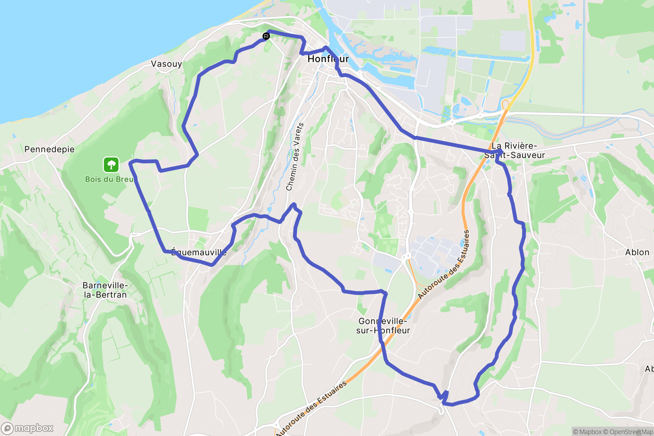 Équemauville : carte du parcours de randonnée - France