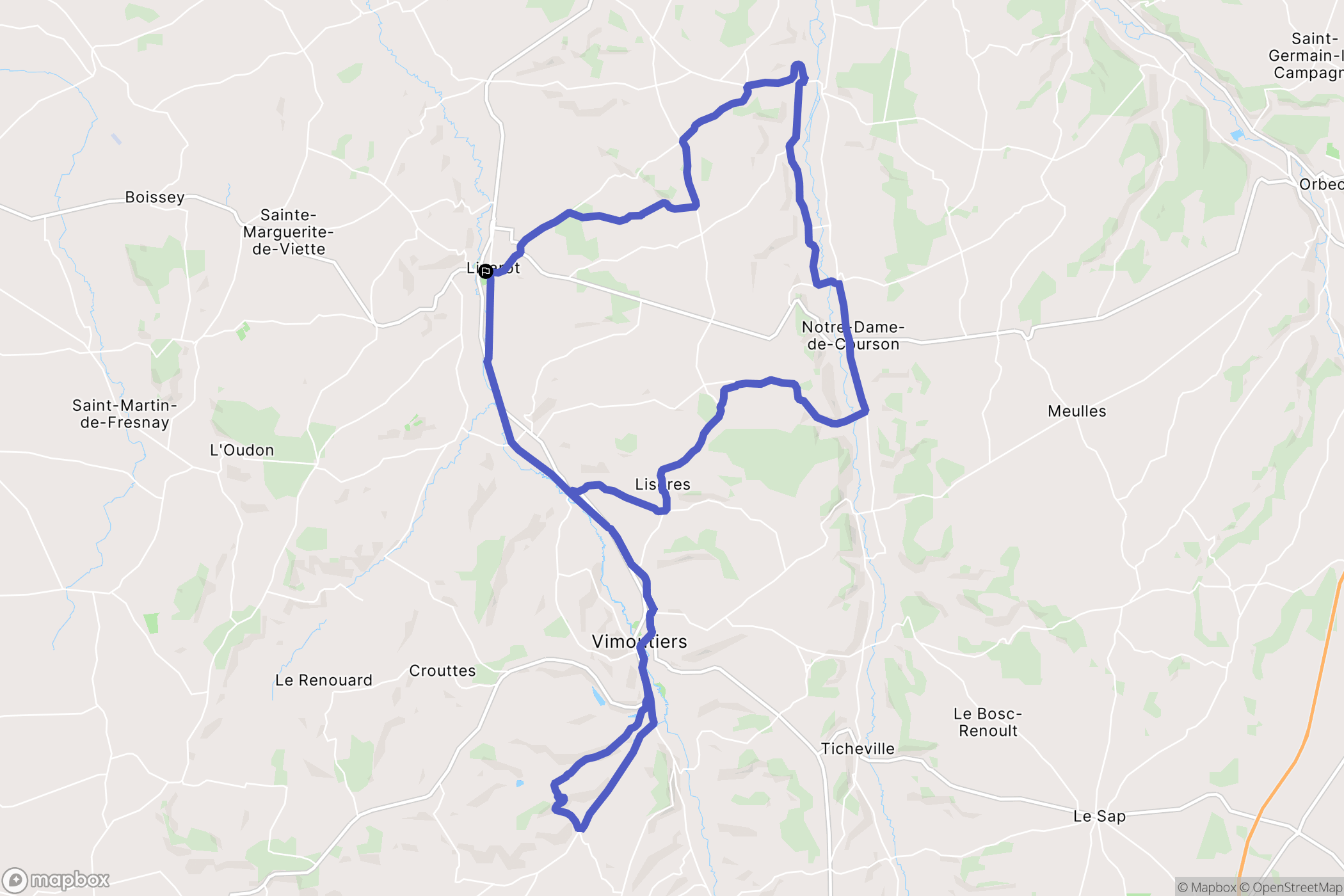 Livarot : carte du parcours de randonnée - France