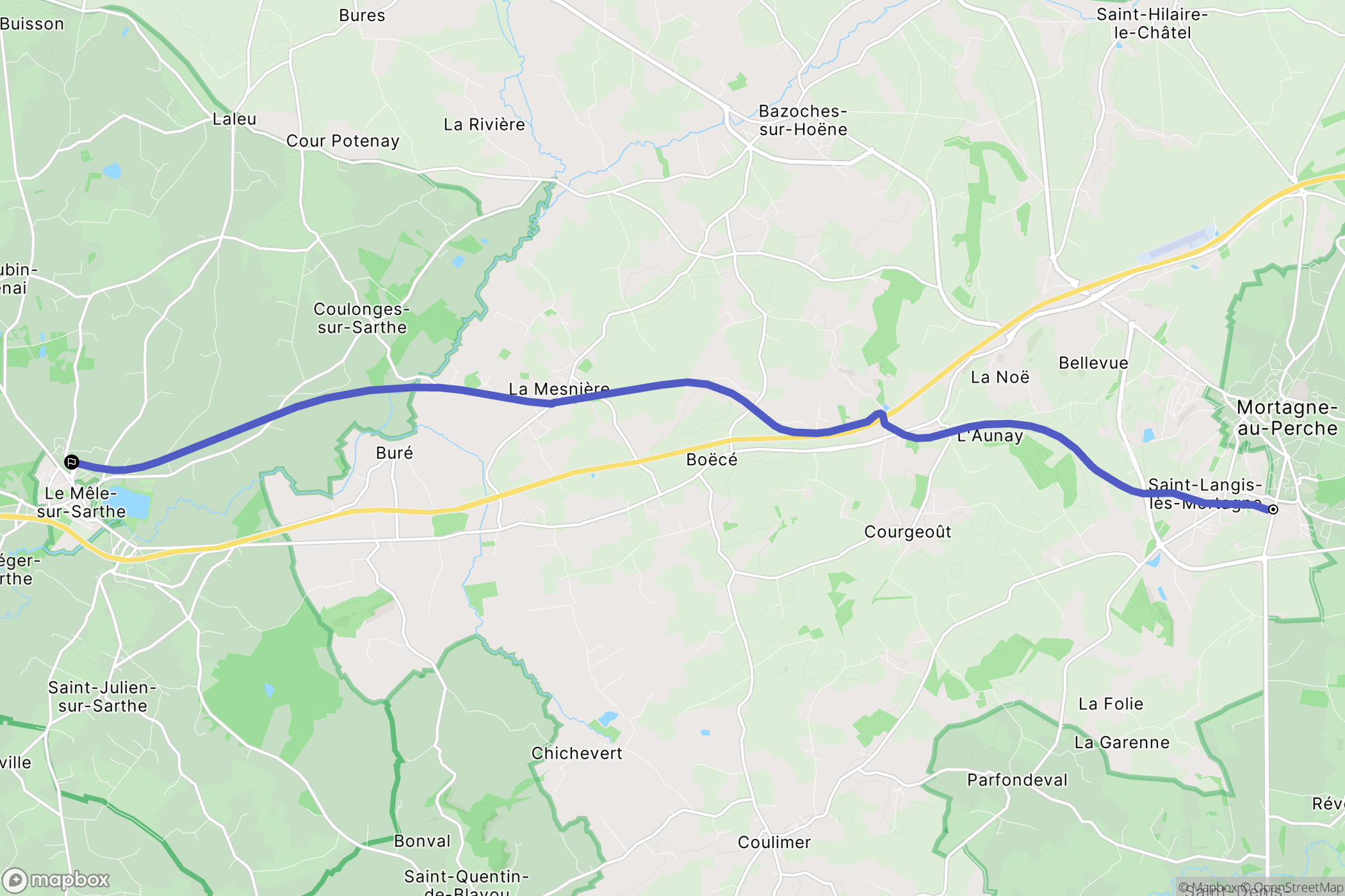 Mortagne-au-Perche : carte du parcours de randonnée - France