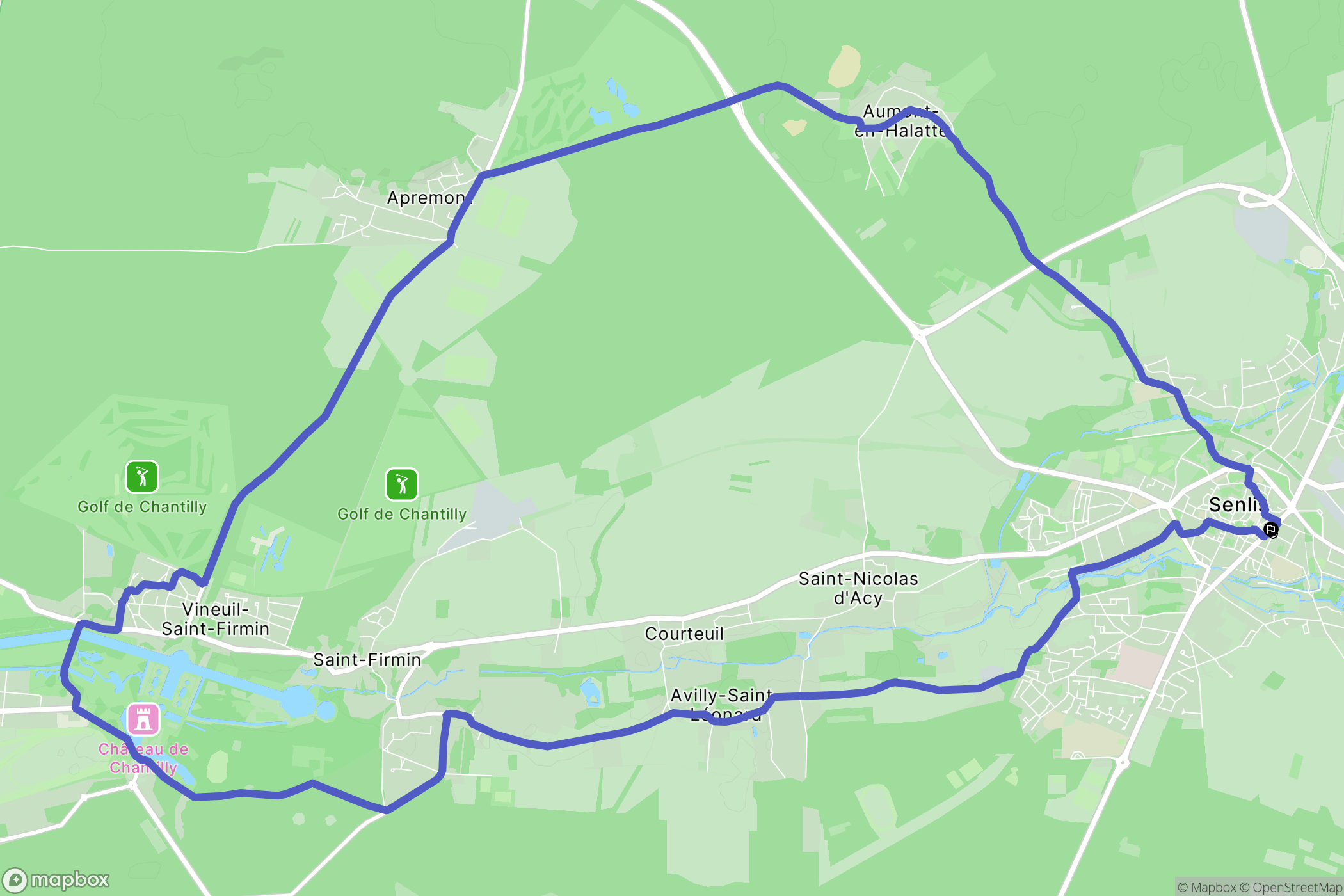 Senlis : carte du parcours de randonnée - France