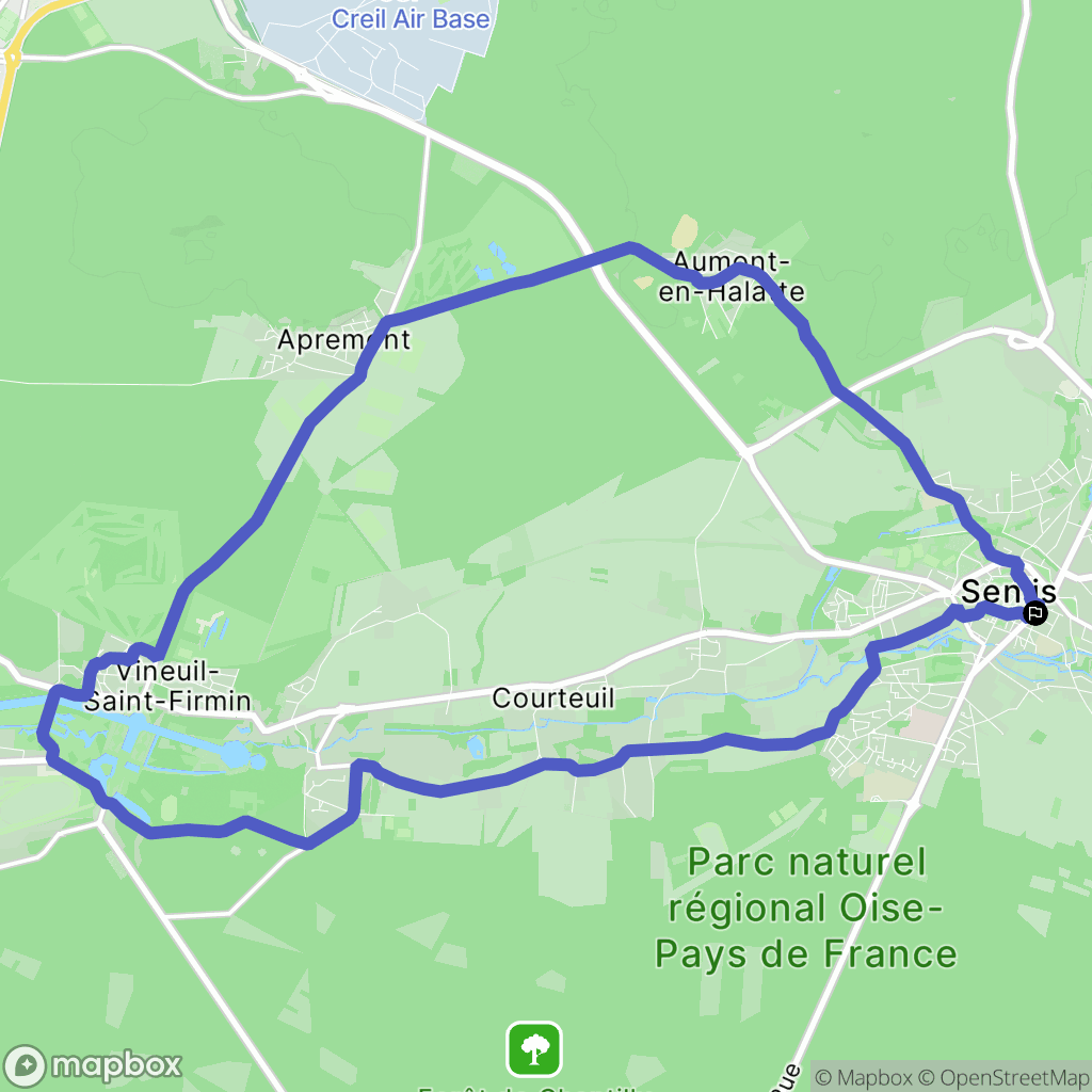 Senlis : carte du parcours de randonnée - France