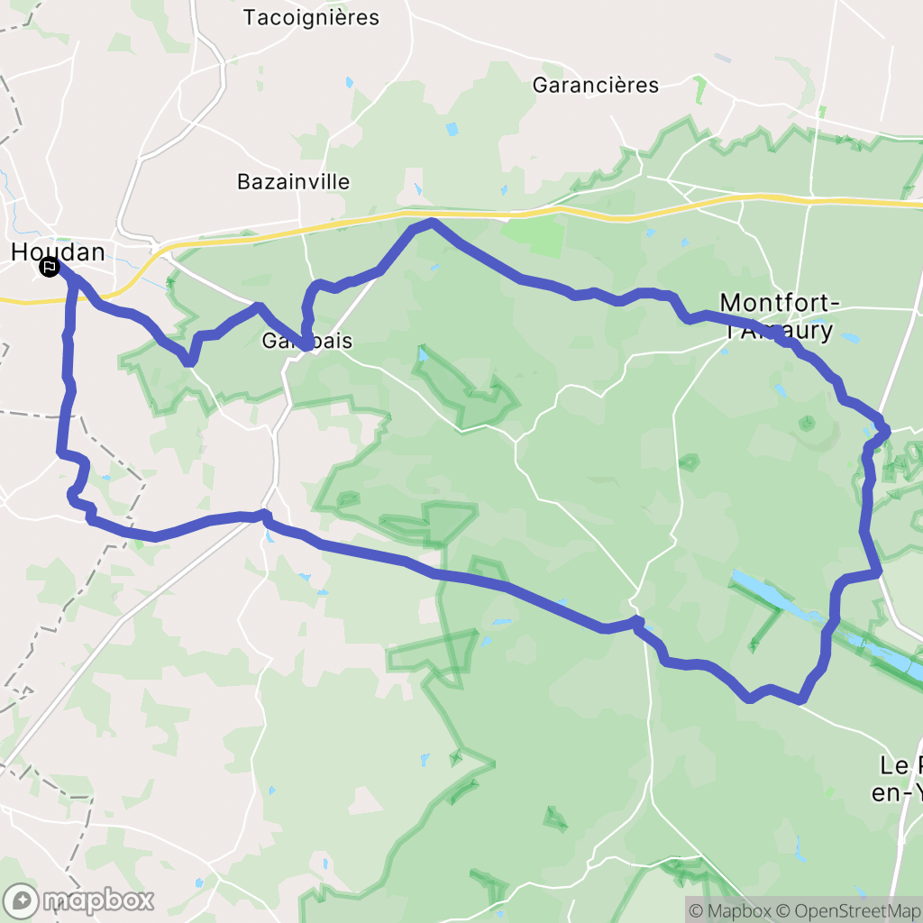 Houdan : carte du parcours de randonnée - France