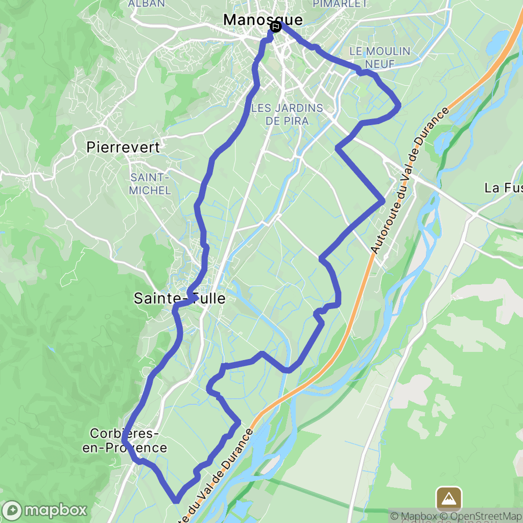 Manosque : carte du parcours de randonnée - France