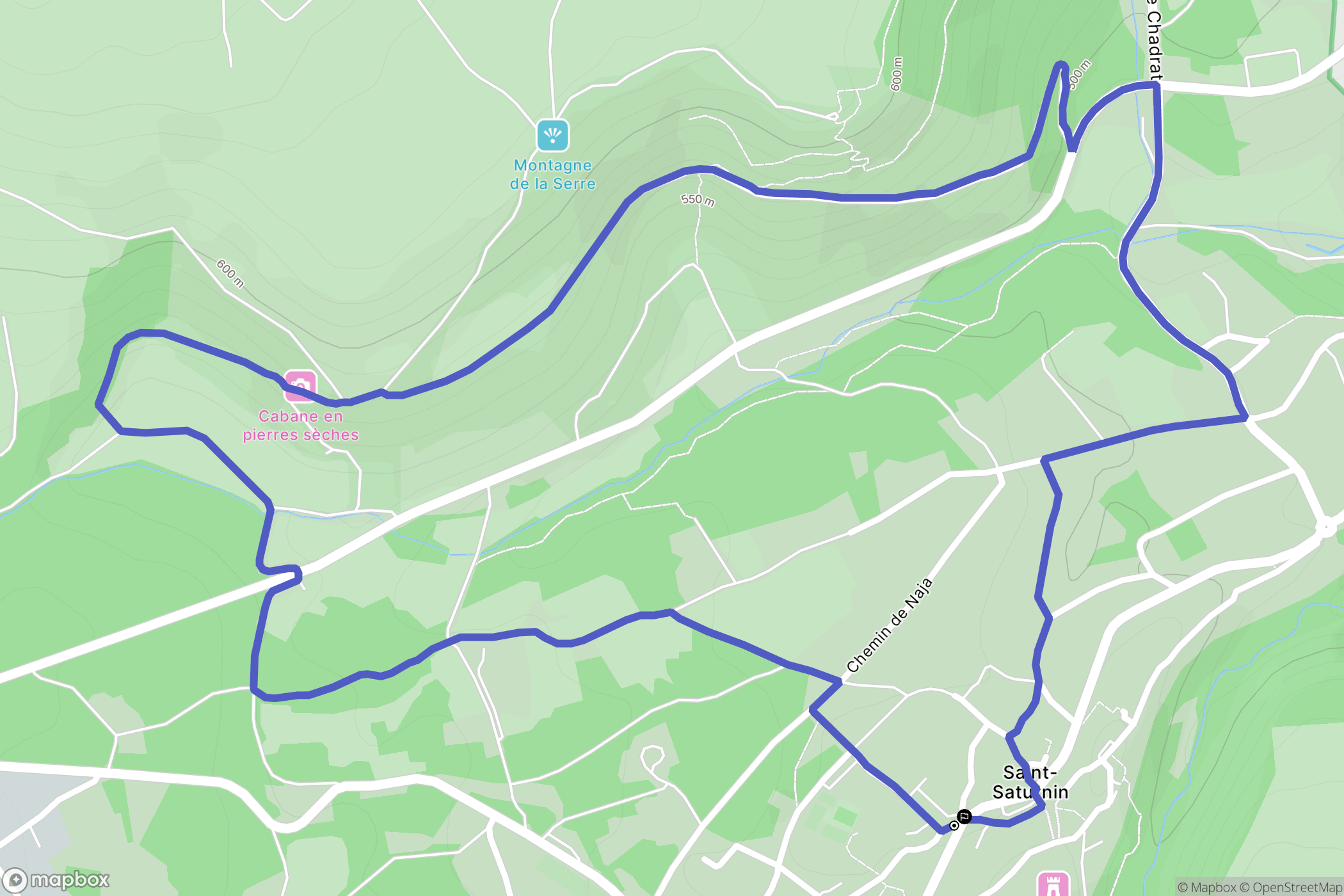 Saint-Saturnin : carte du parcours de randonnée - France