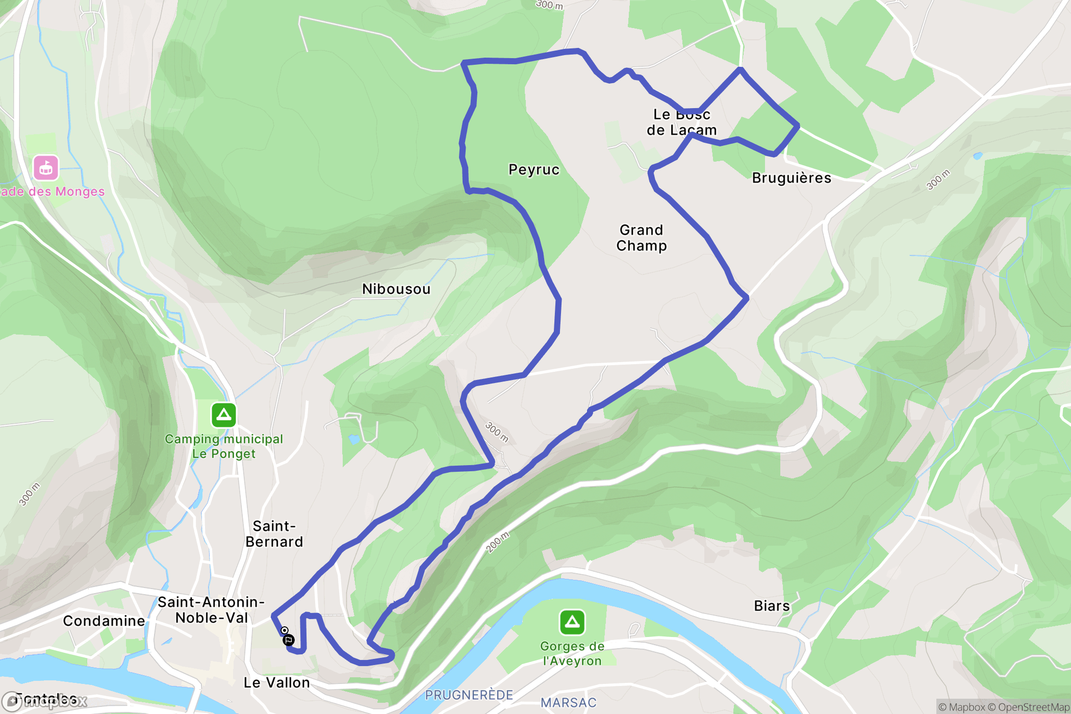 Saint-Antonin-Noble-Val : carte du parcours de randonnée - France