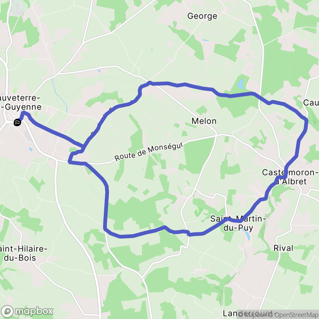 Sauveterre-de-Guyenne : carte du parcours de randonnée - France