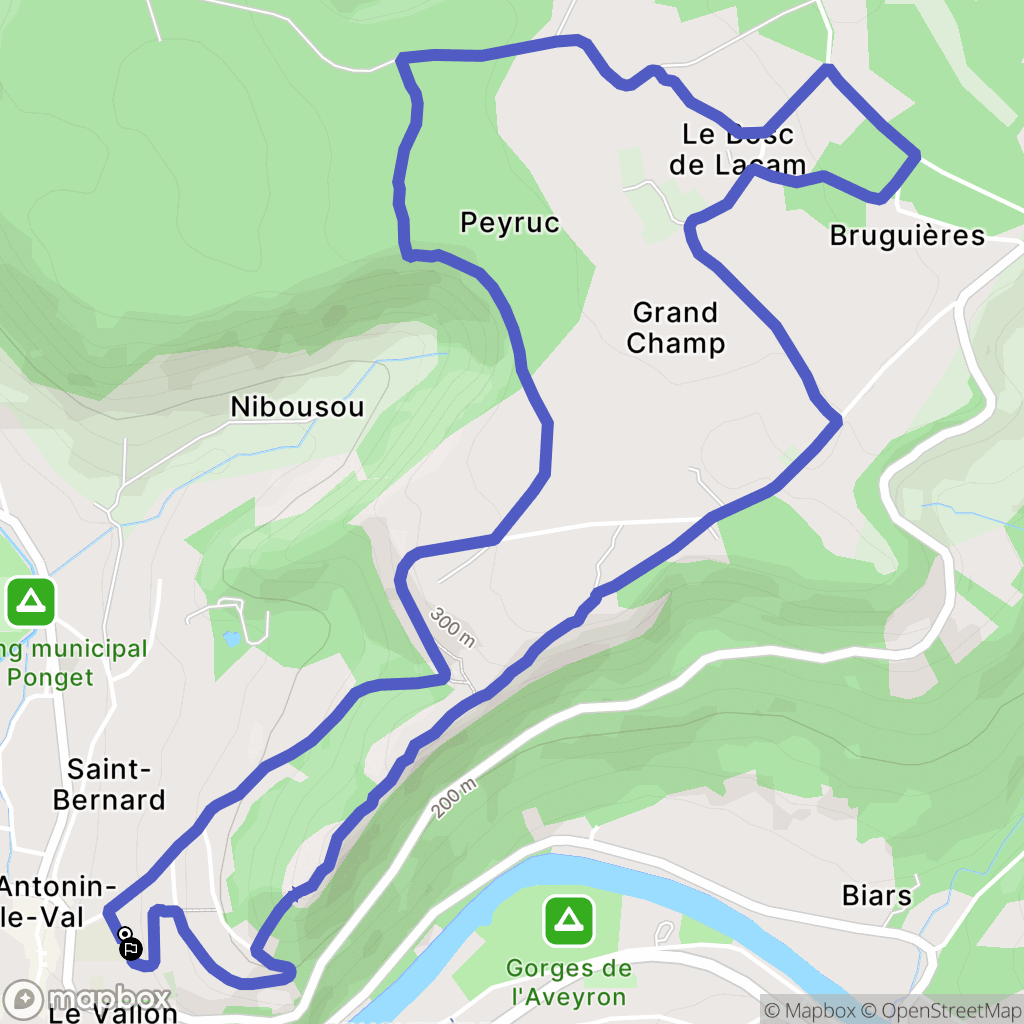 Saint-Antonin-Noble-Val : carte du parcours de randonnée - France