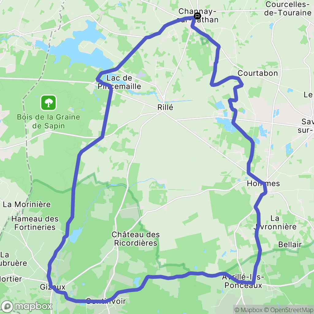 Channay-sur-Lathan : carte du parcours de randonnée - France