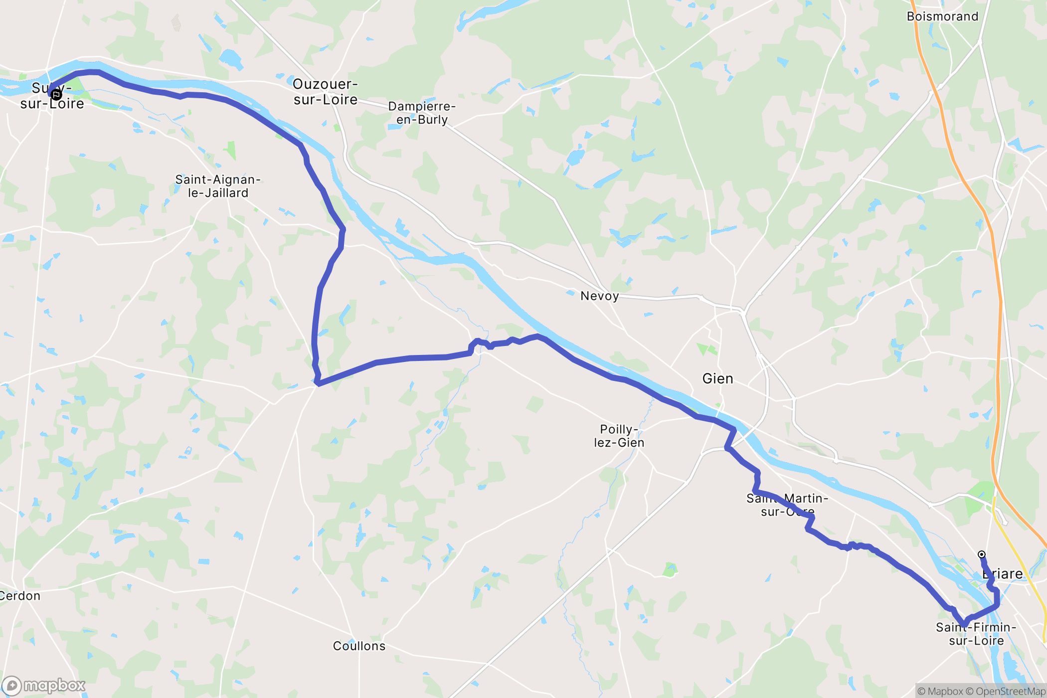 Briare : carte du parcours de randonnée - France