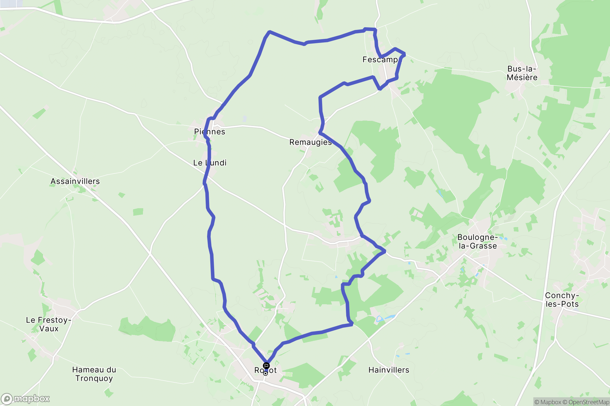 Rollot : carte du parcours de randonnée - France