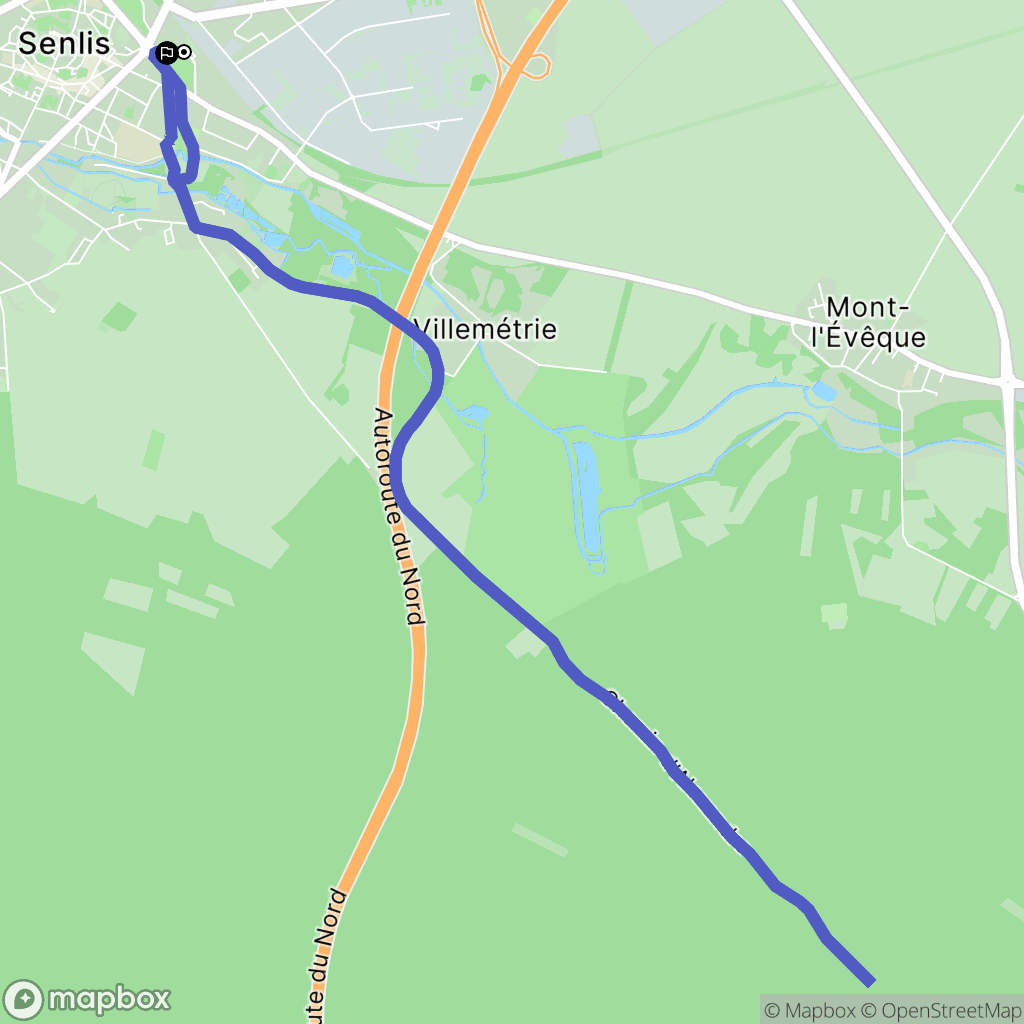 Senlis : carte du parcours de randonnée - France
