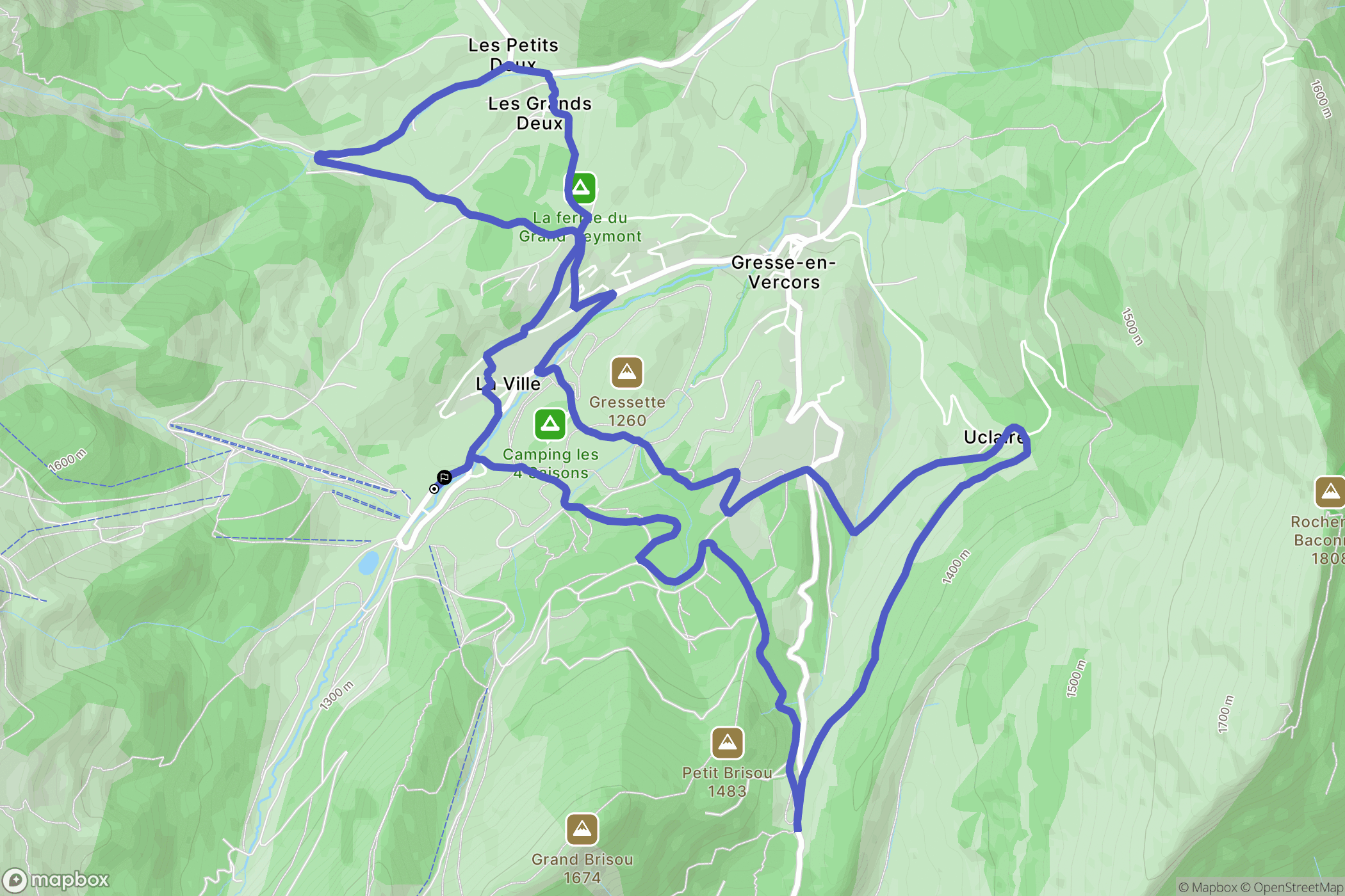 La Ville, Gresse-en-Vercors : carte du parcours de randonnée - France