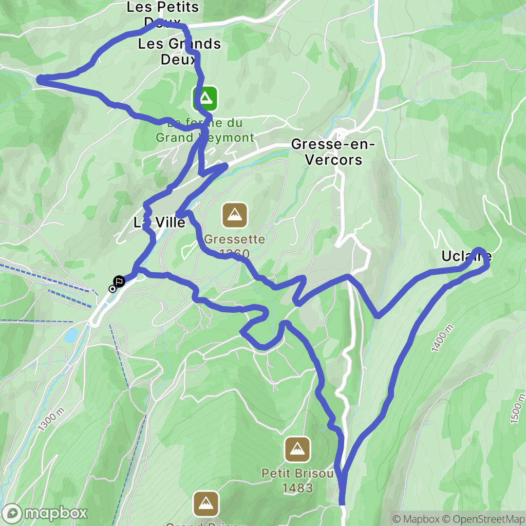 La Ville, Gresse-en-Vercors : carte du parcours de randonnée - France