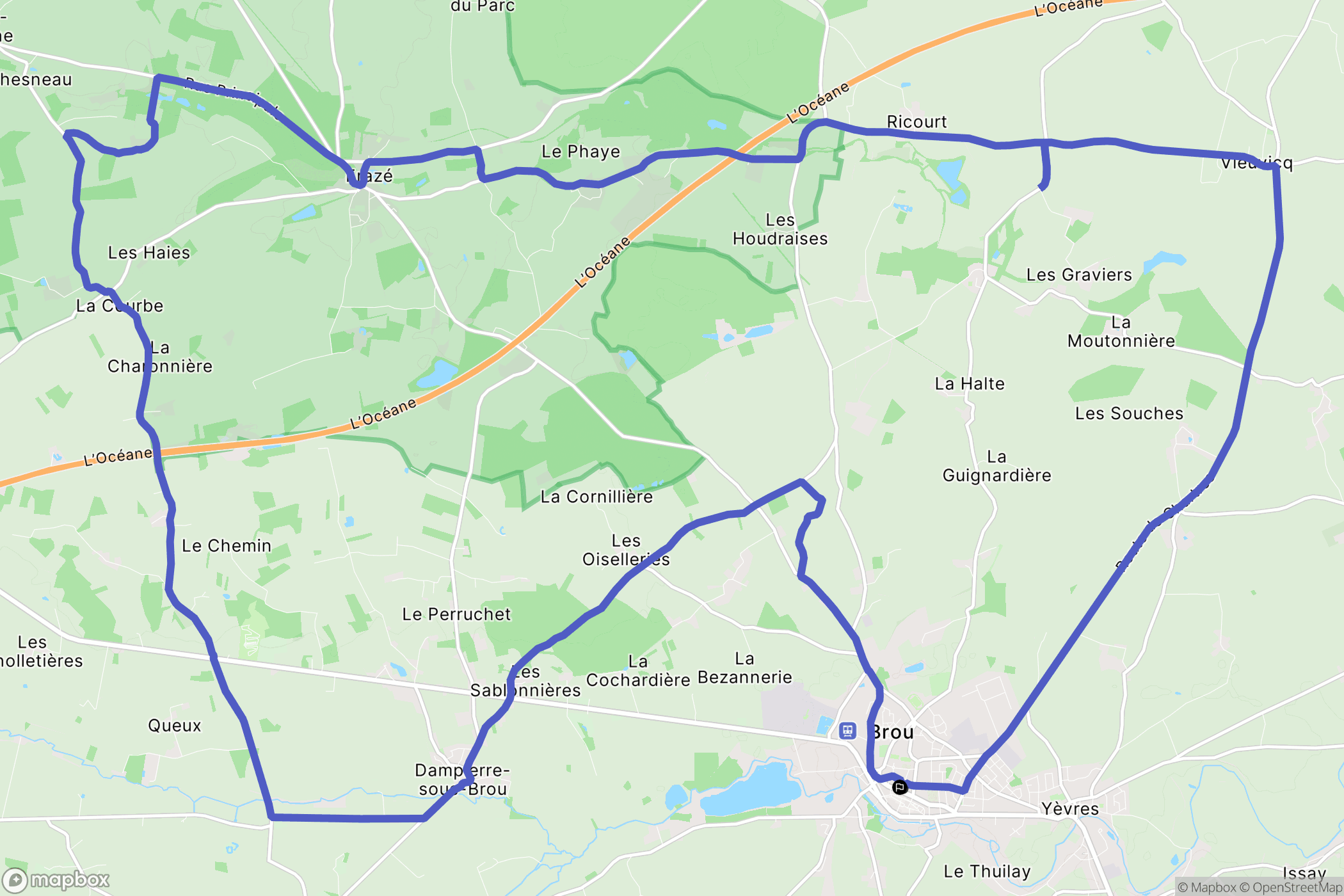 Brou : carte du parcours de randonnée - France