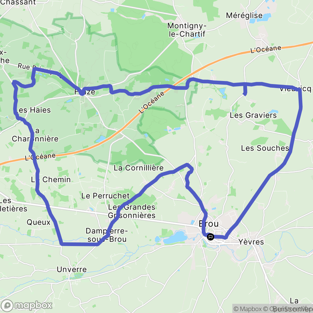 Brou : carte du parcours de randonnée - France