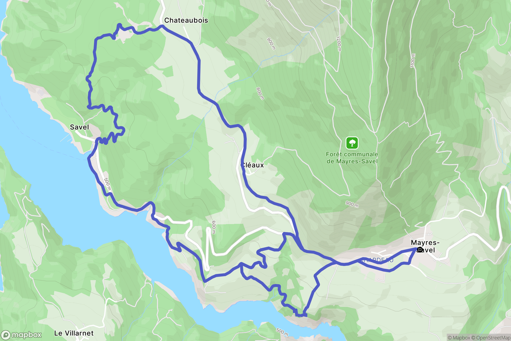 Mayres-Savel : carte du parcours de randonnée - France