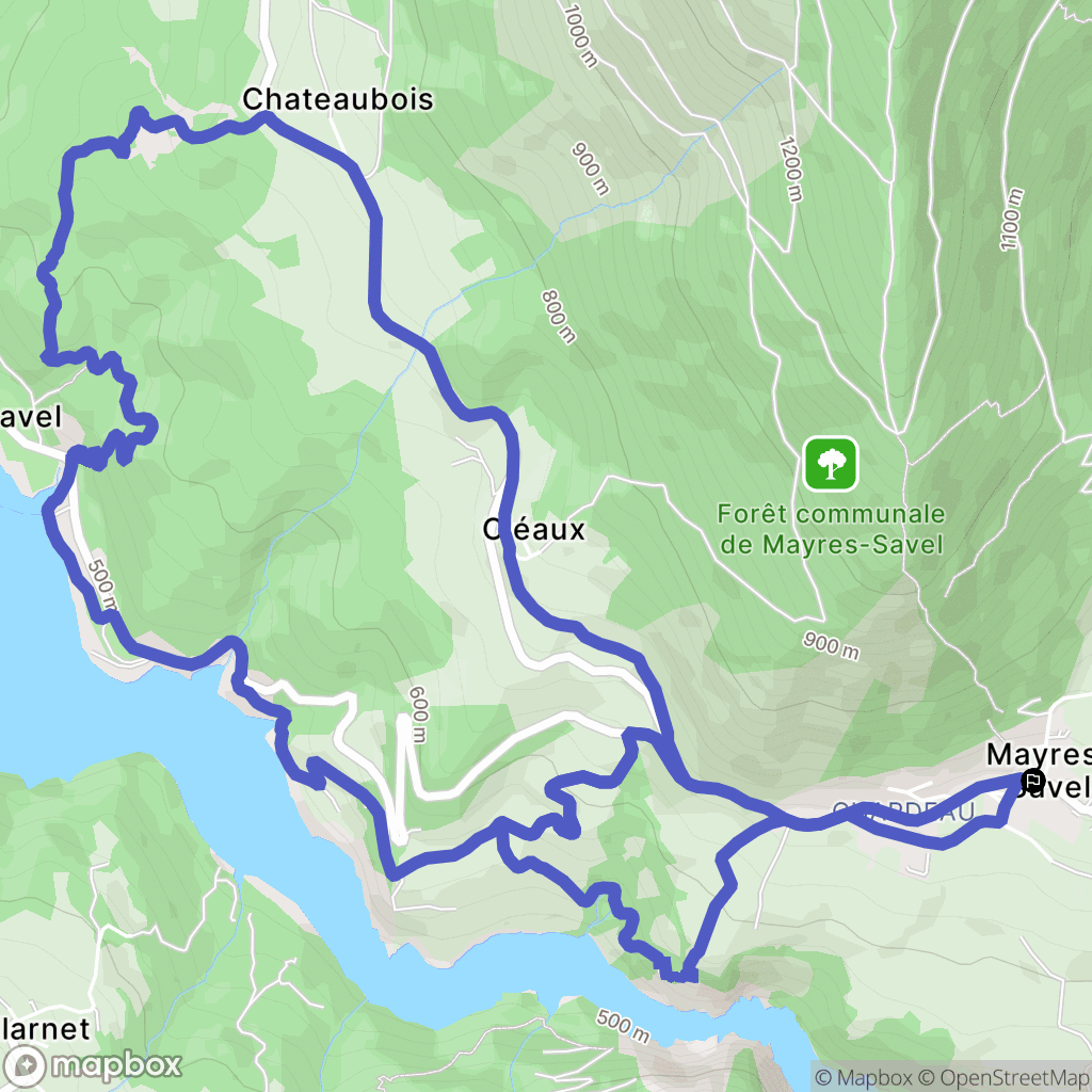 Mayres-Savel : carte du parcours de randonnée - France