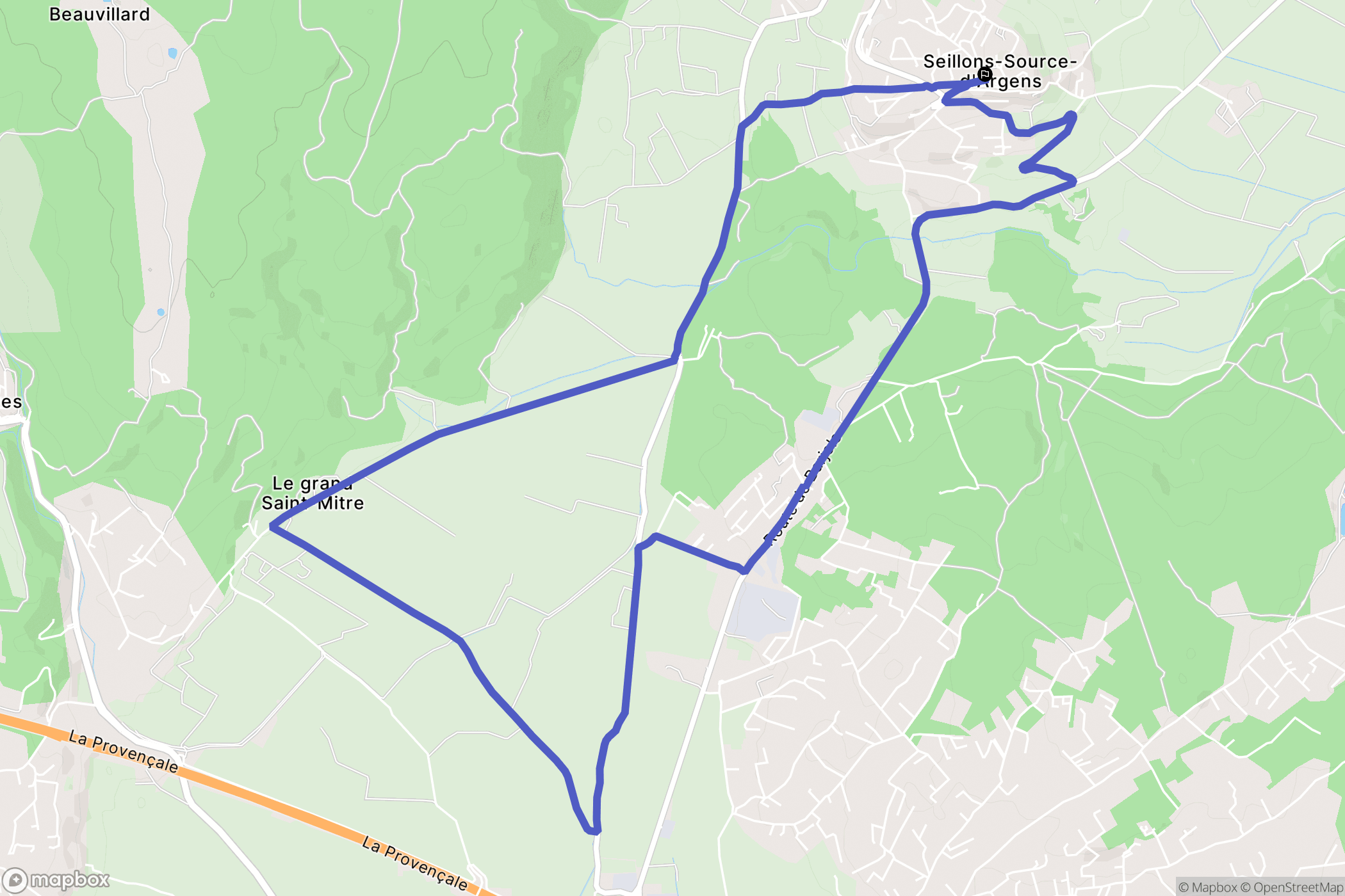 Seillons-Source-d'Argens : carte du parcours de randonnée - France