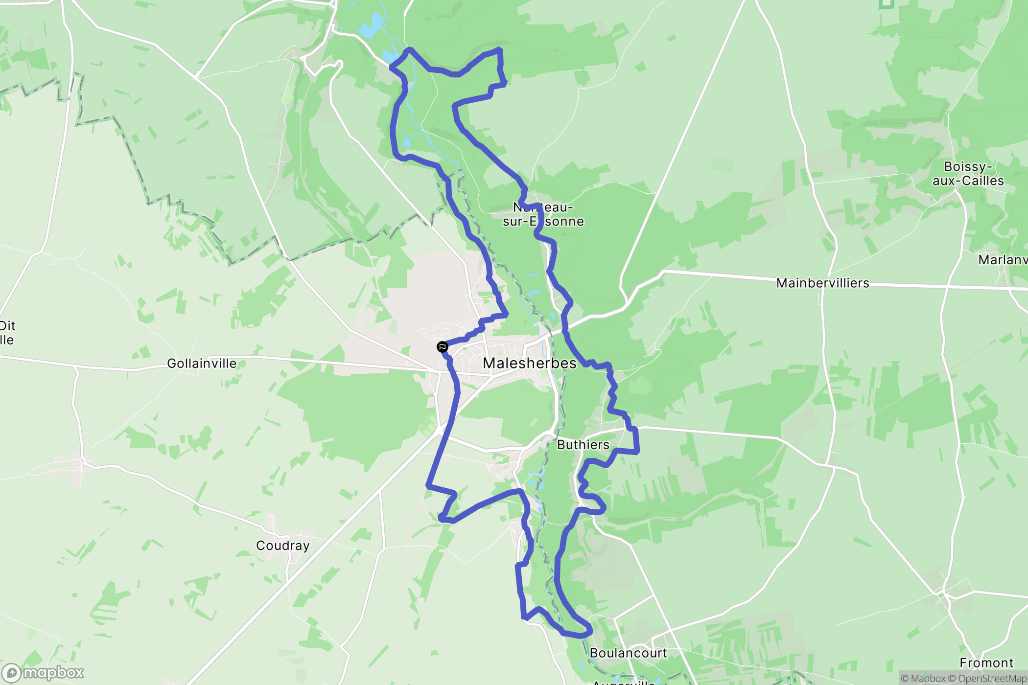 Malesherbes : carte du parcours de randonnée - France