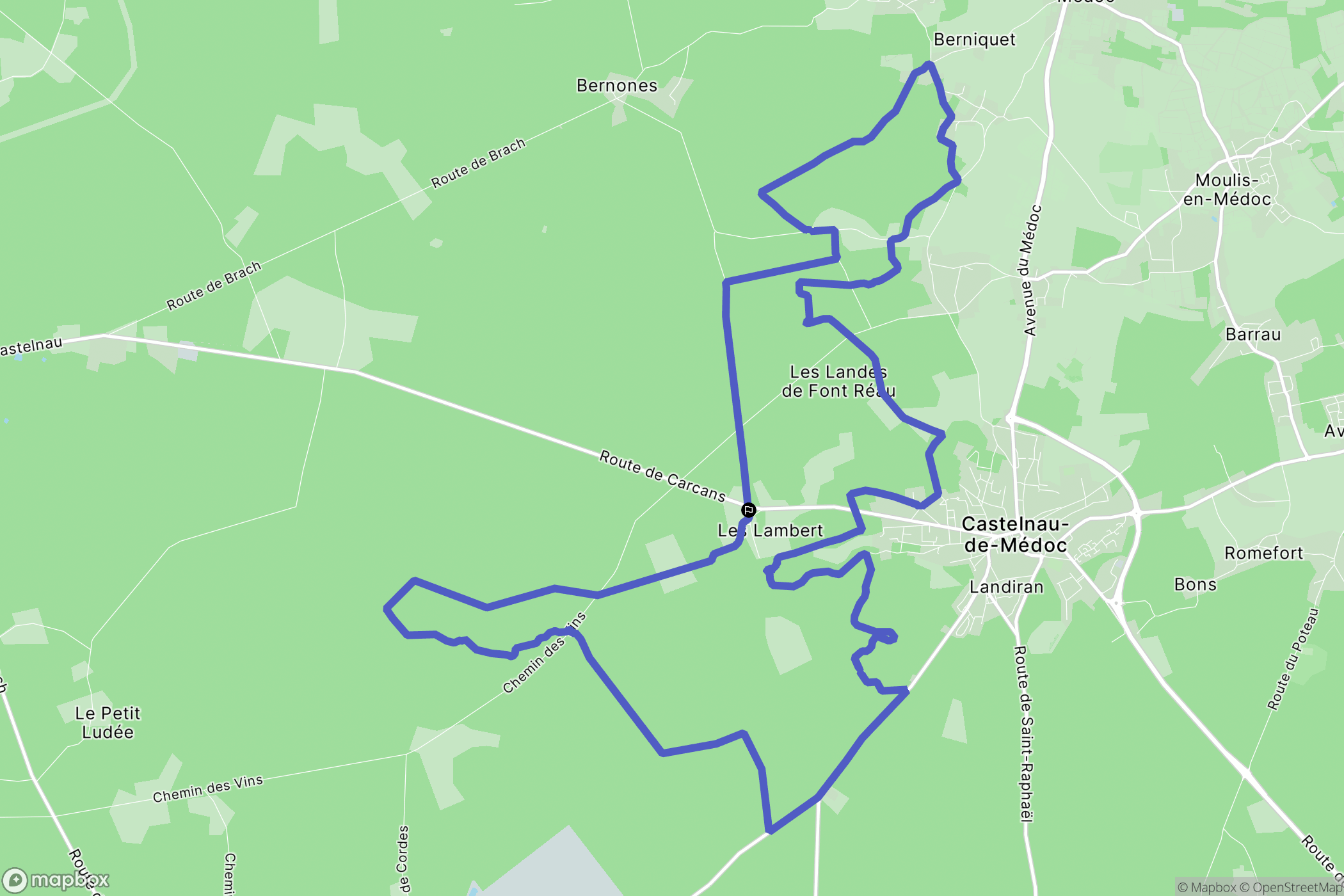 Moulis-en-Médoc : carte du parcours de randonnée - France