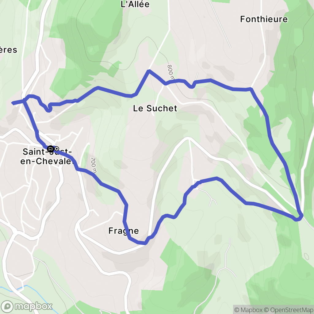 Saint-Just-en-Chevalet : carte du parcours de randonnée - France