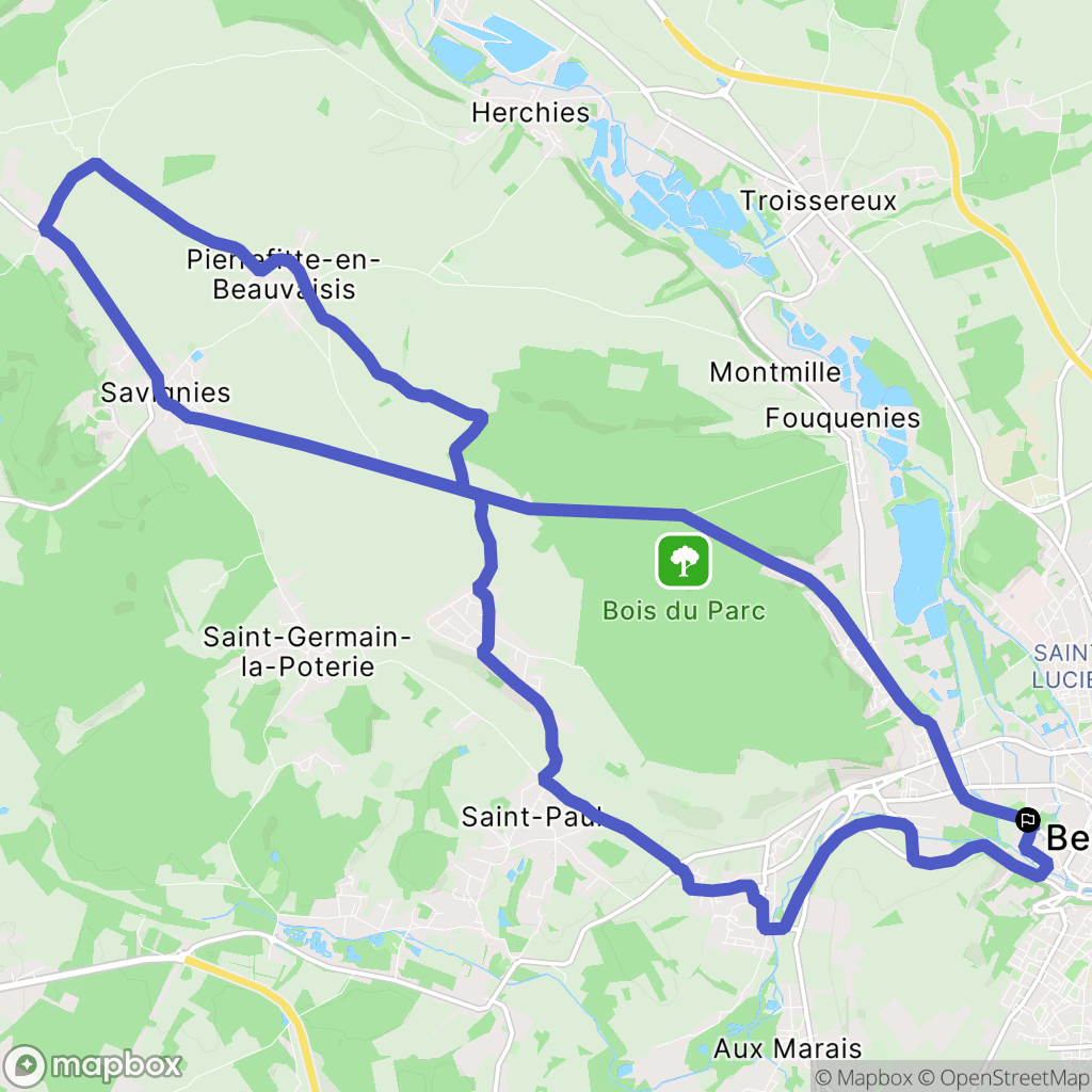 Beauvais : carte du parcours de randonnée - France