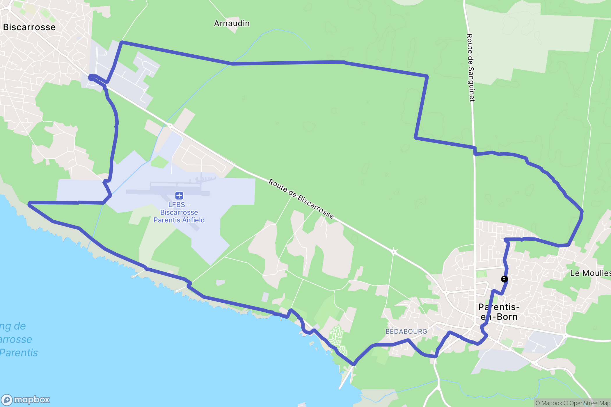 Parentis-en-Born : carte du parcours de randonnée - France