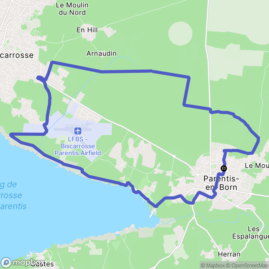 Parentis-en-Born : carte du parcours de randonnée - France