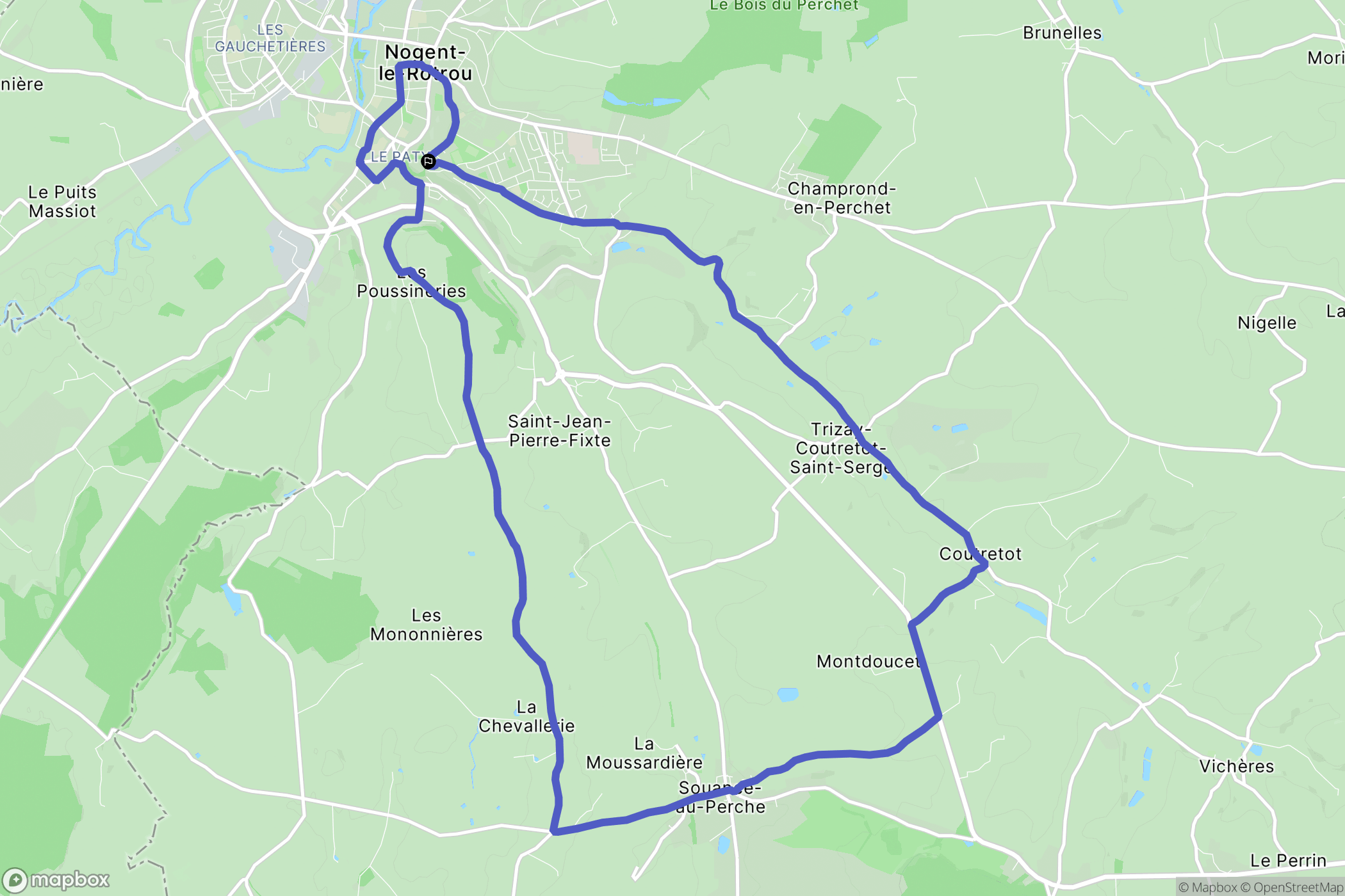 Nogent-le-Rotrou : carte du parcours de randonnée - France