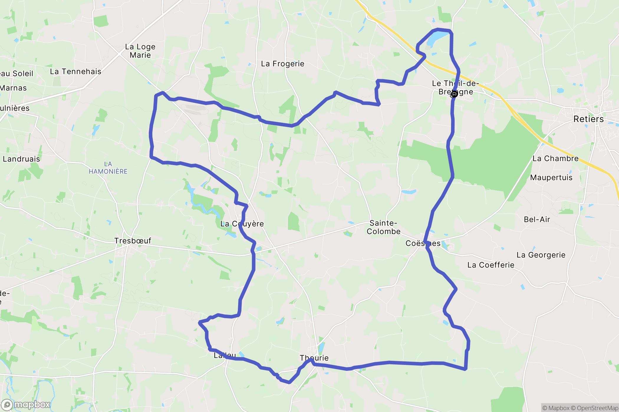 Le Theil-de-Bretagne : carte du parcours de randonnée - France