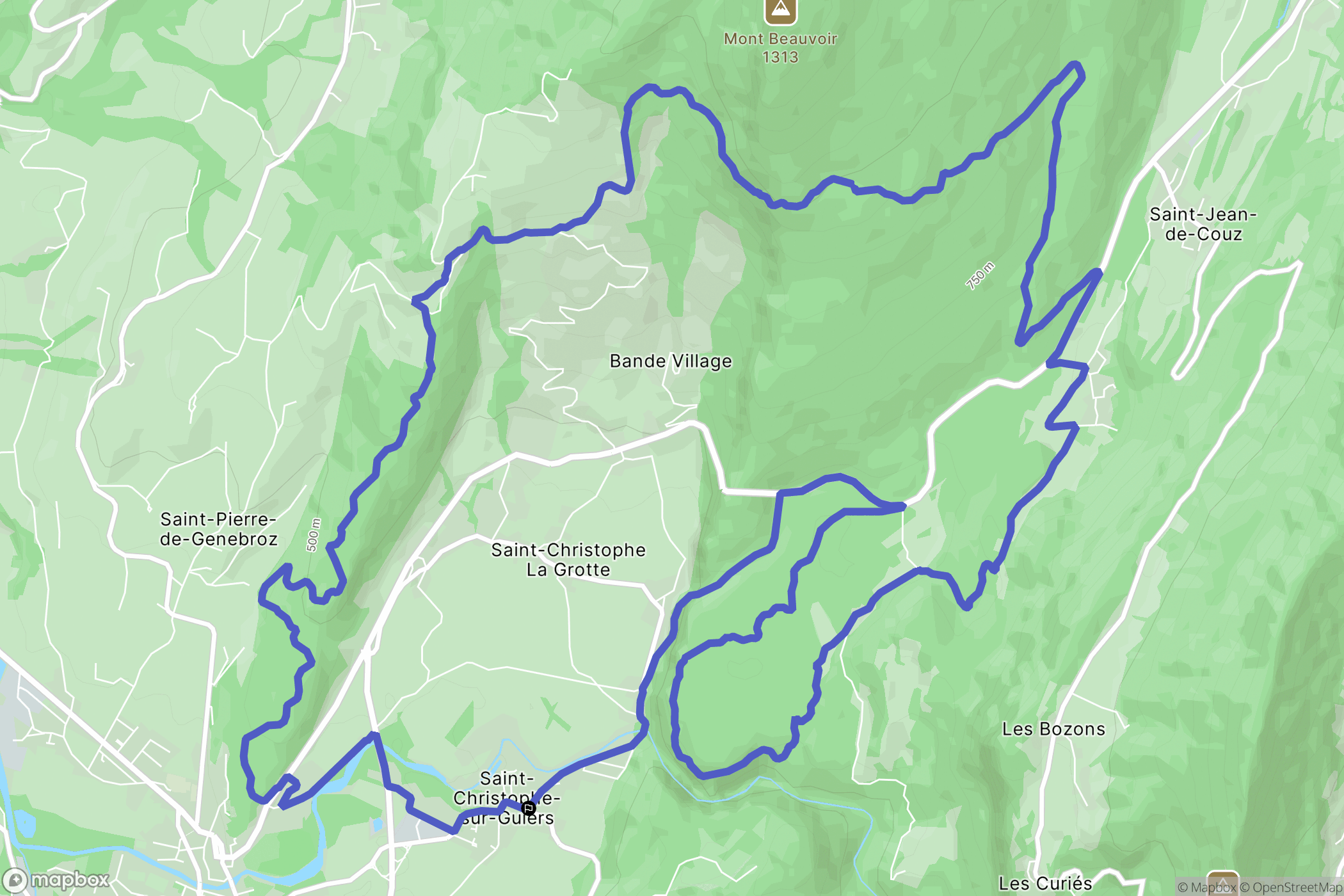 Saint-Christophe-sur-Guiers : carte du parcours de randonnée - France