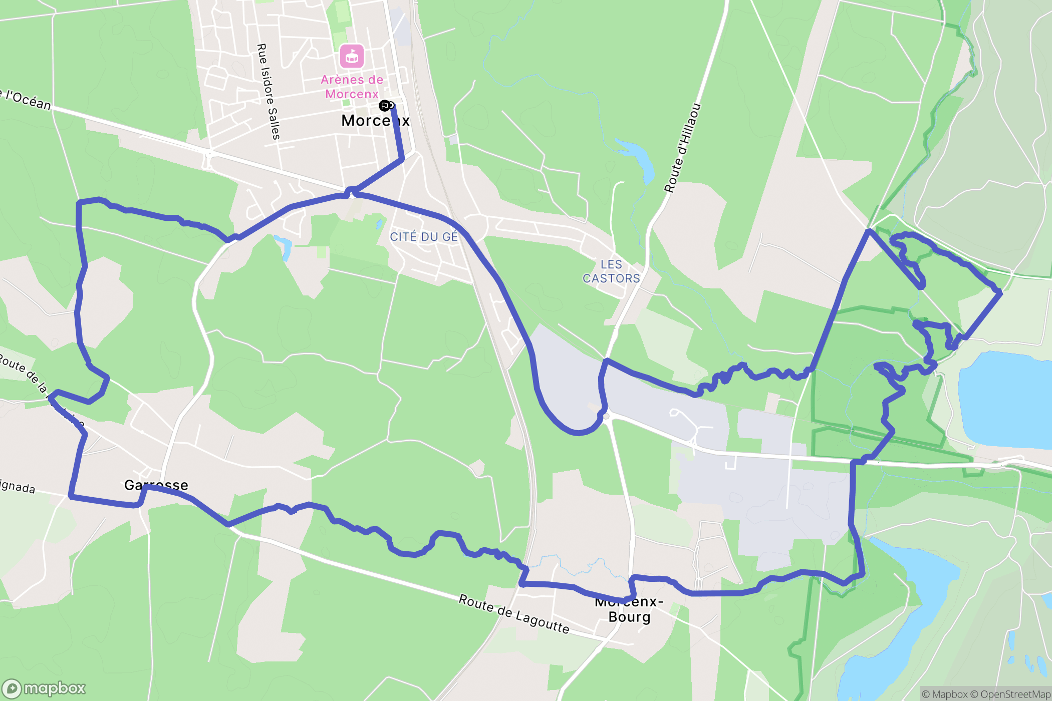 Morcenx : carte du parcours de randonnée - France