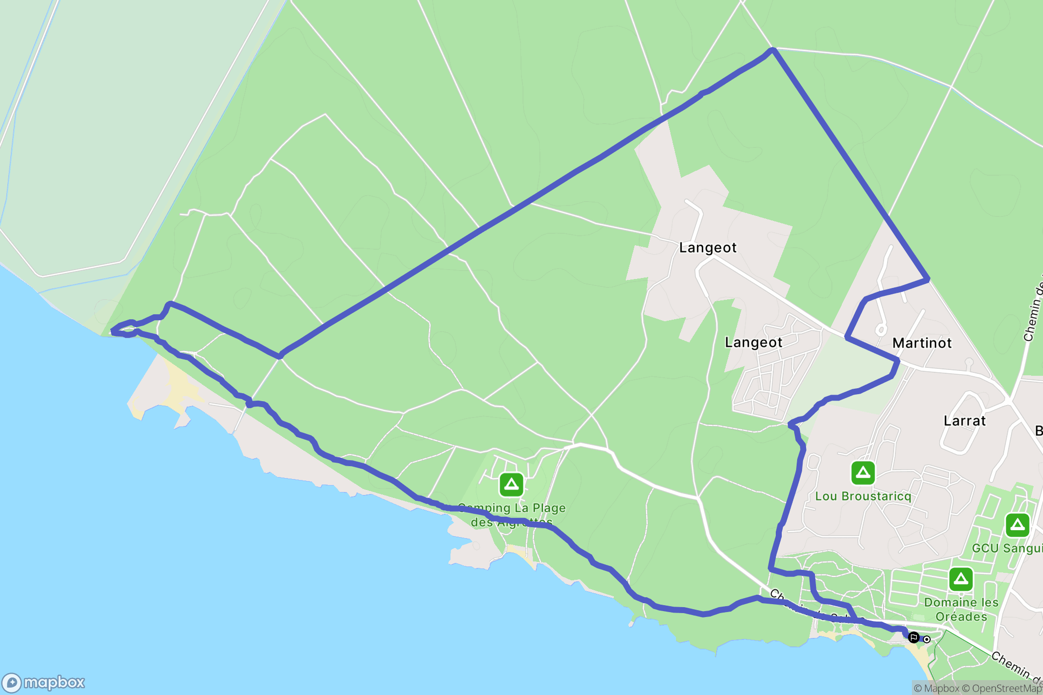 Sanguinet : carte du parcours de randonnée - France