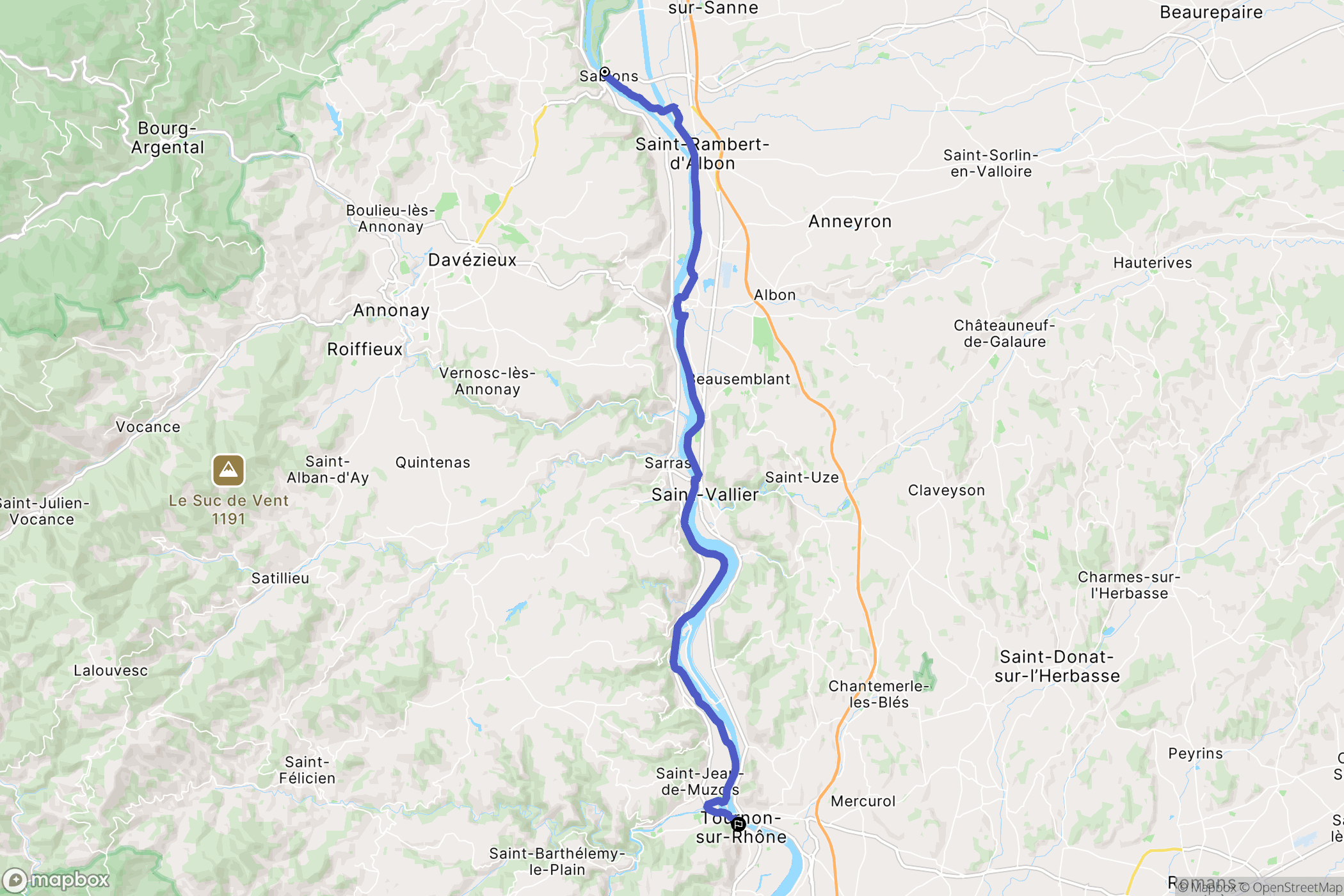 Sablons : carte du parcours de randonnée - France