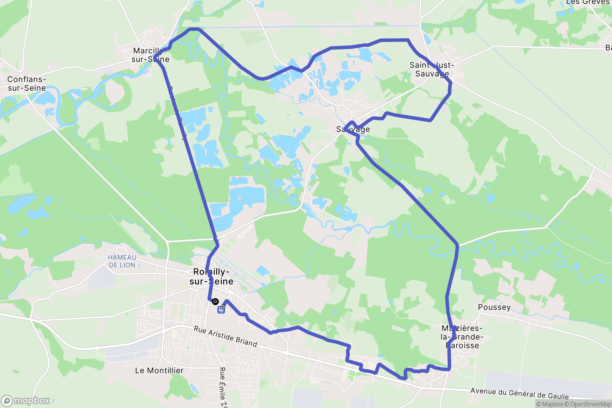 Rommily-sur-Seine : carte du parcours de randonnée - France