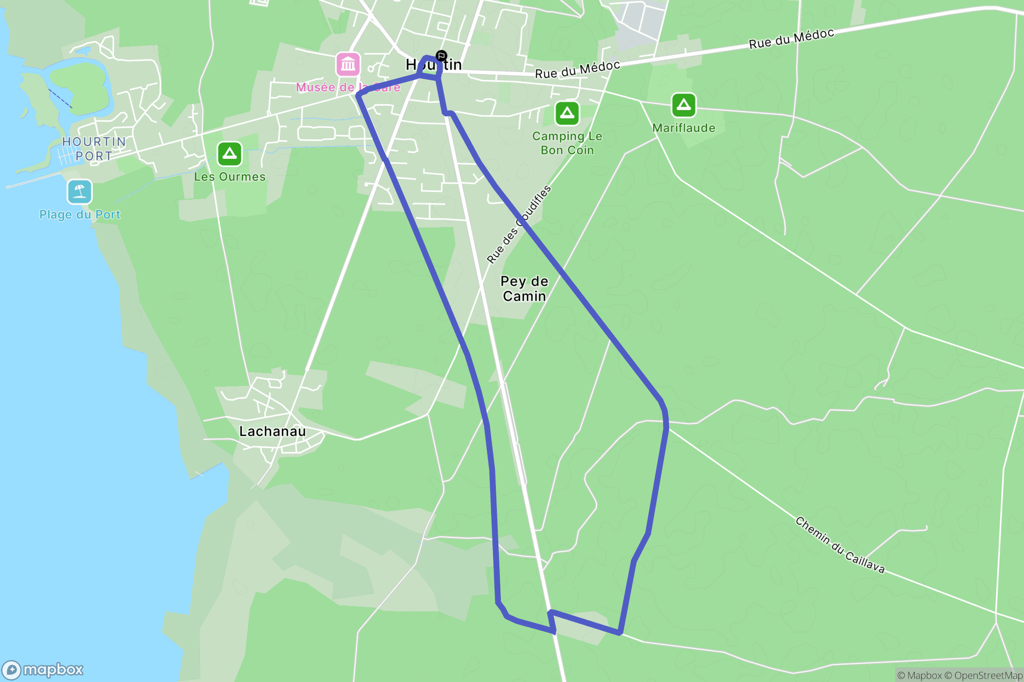 Hourtin : carte du parcours de randonnée - France