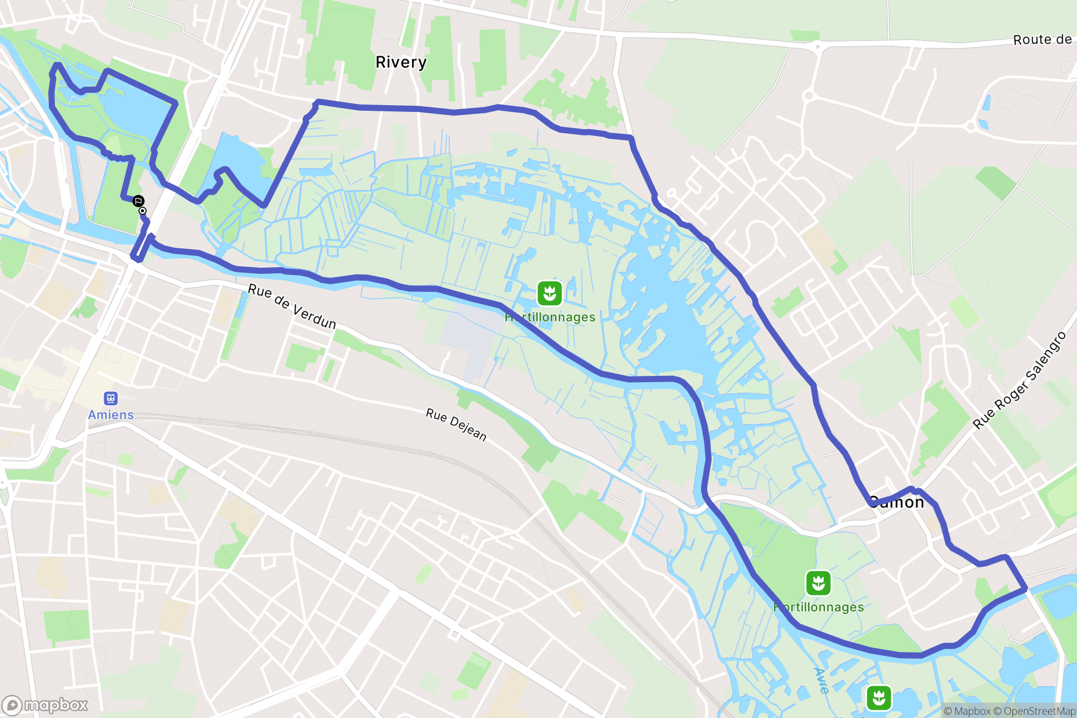 Amiens : carte du parcours de randonnée - France