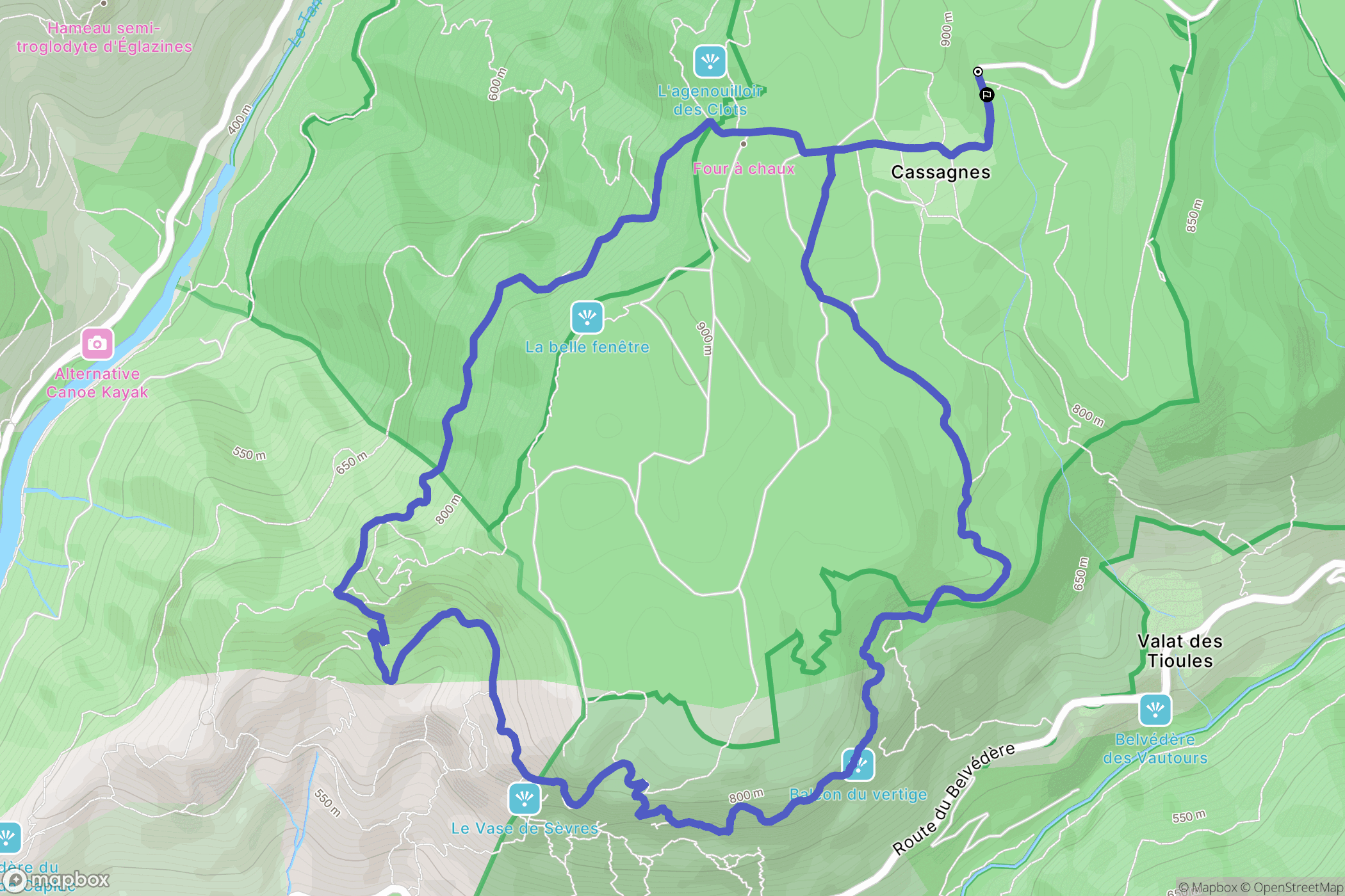 Saint-Pierre-des-Tripiers : carte du parcours de randonnée - France