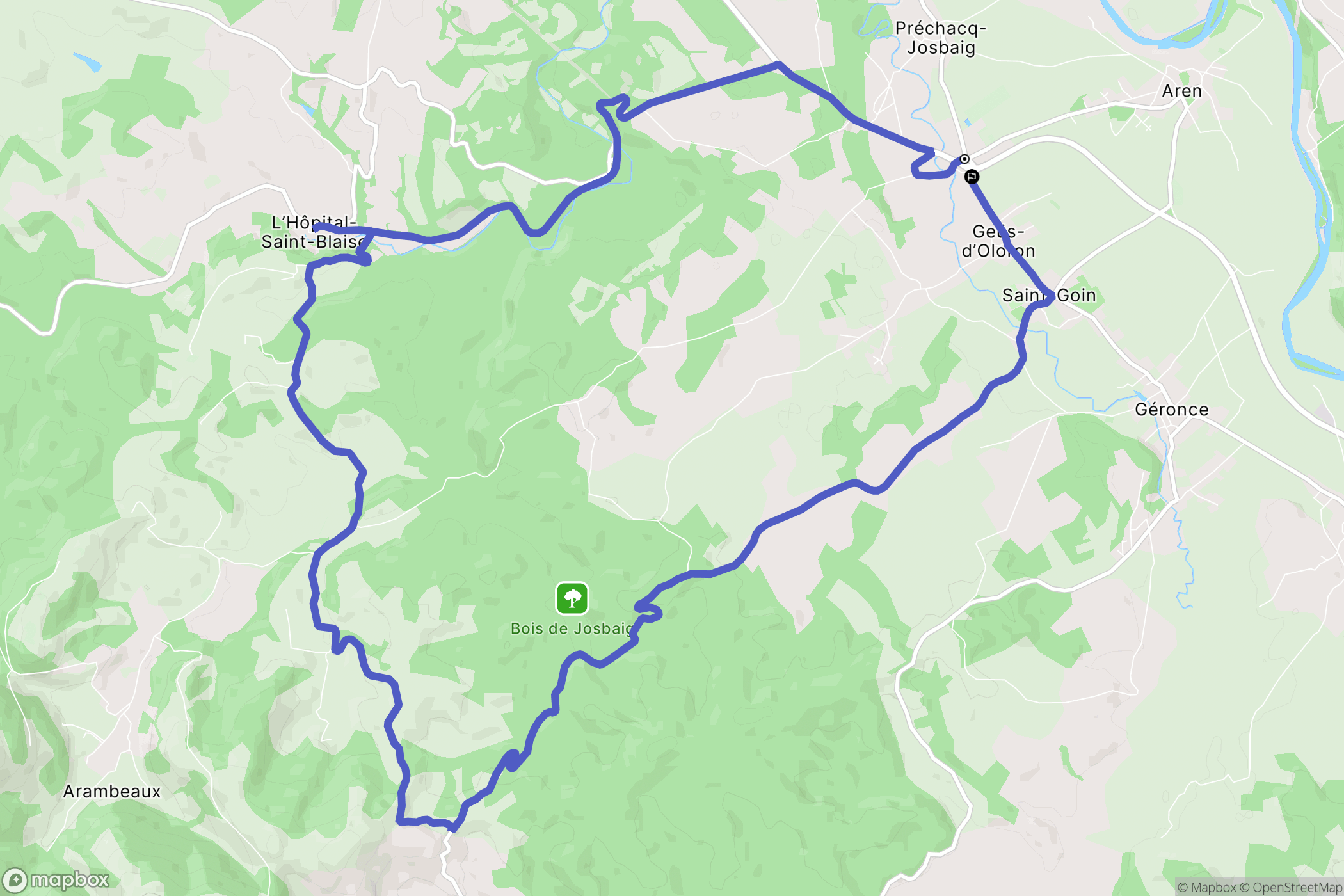 Préchacq-Josbaig : carte du parcours de randonnée - France