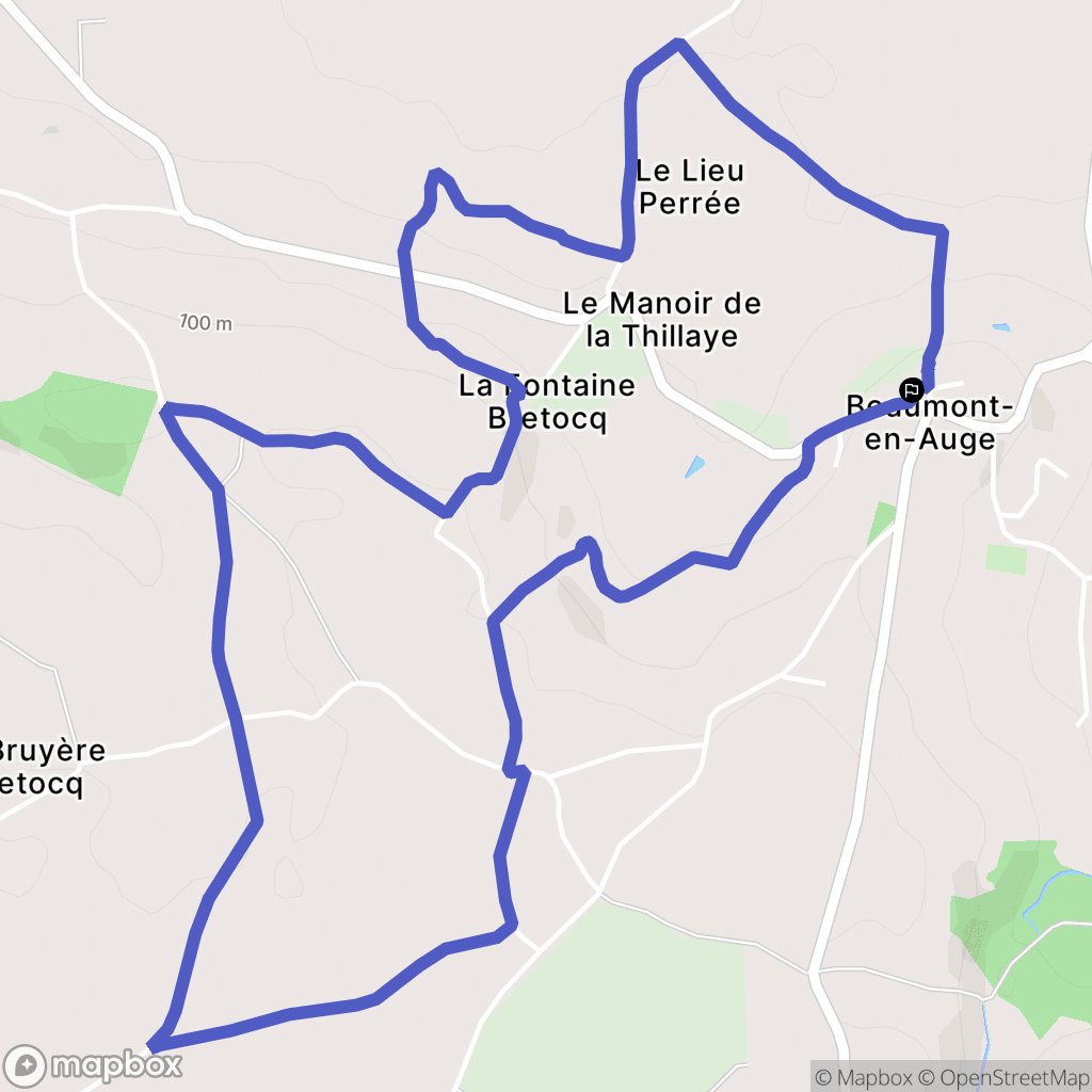 Beaumont-en-Auge : carte du parcours de randonnée - France