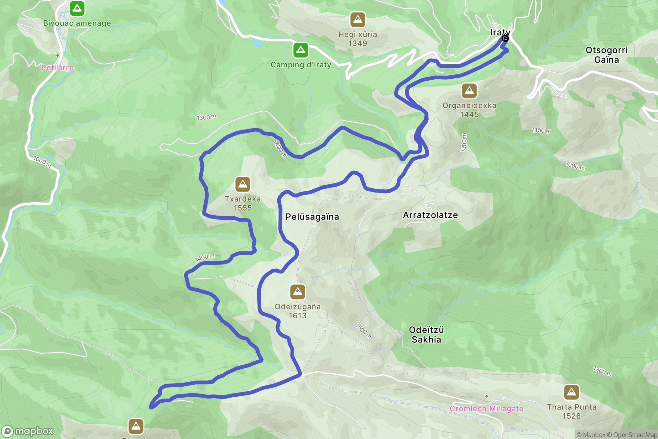 Larrau : carte du parcours de randonnée - France