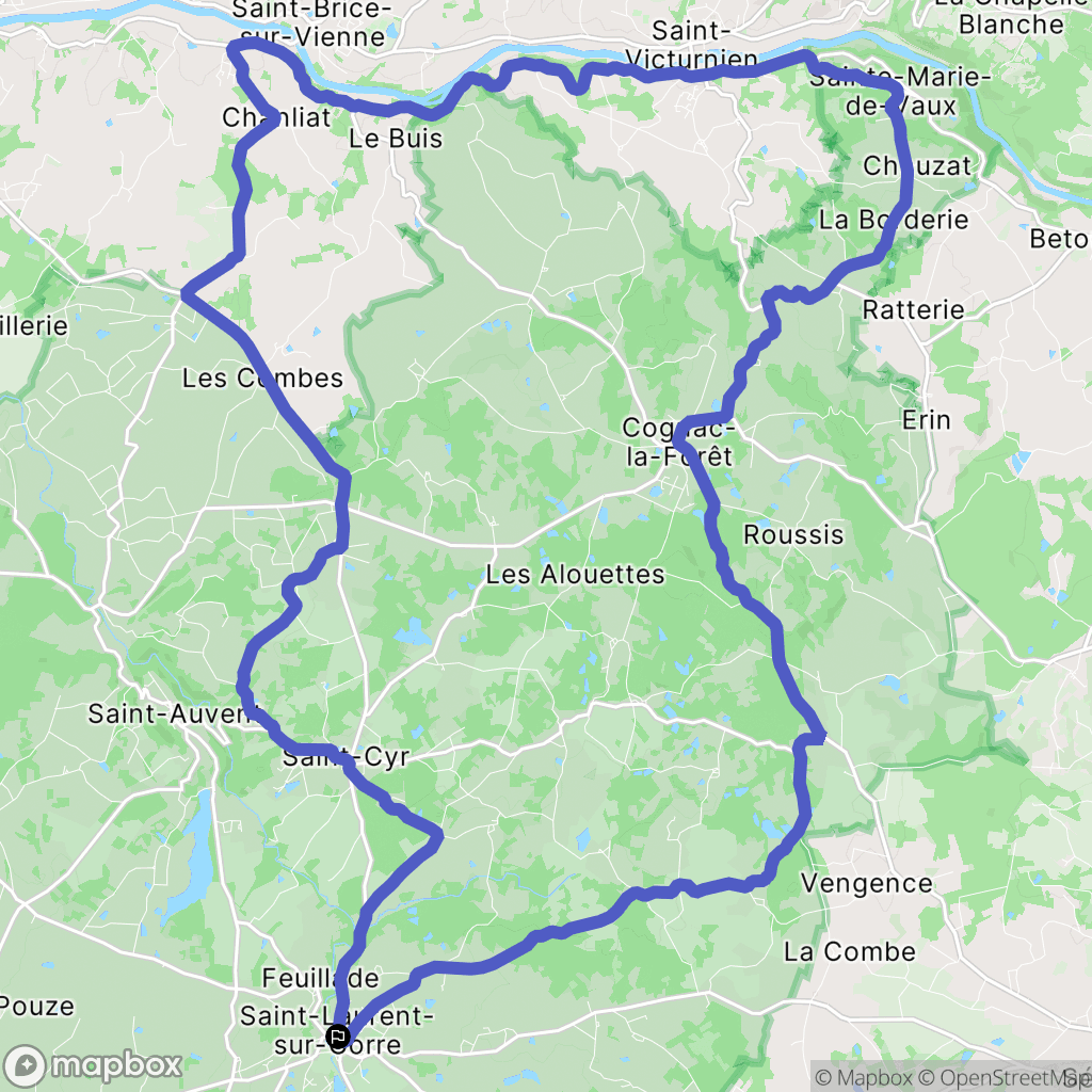 Saint-Laurent-sur-Gorre : carte du parcours de randonnée - France