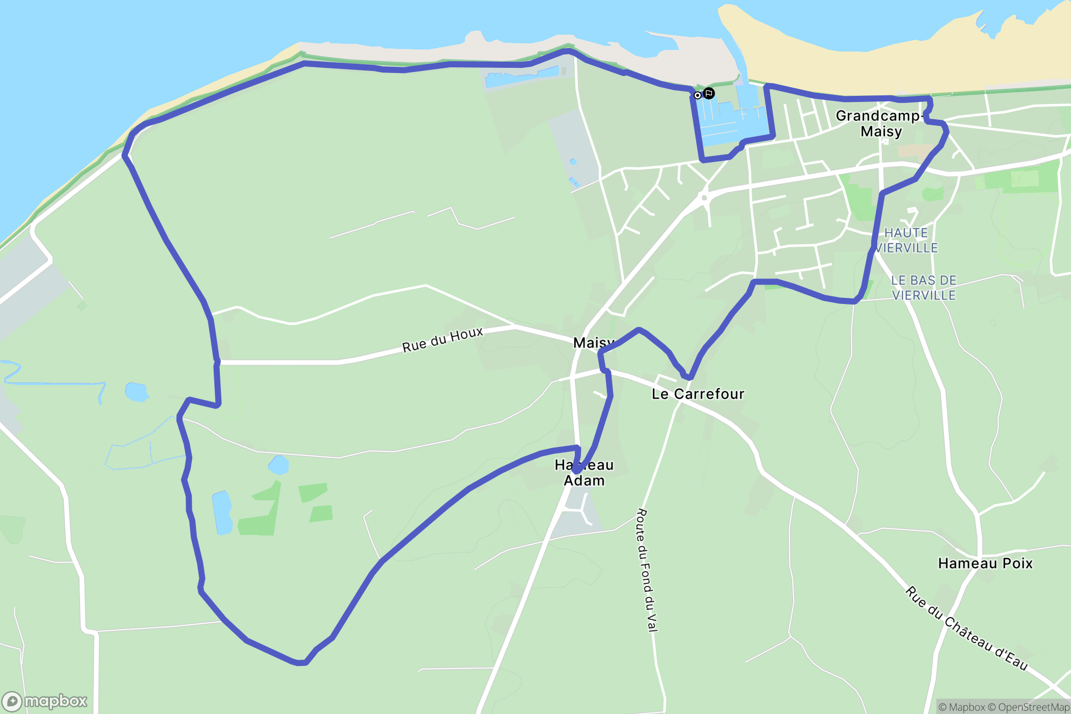 Grandcamp-Maisy : carte du parcours de randonnée - France
