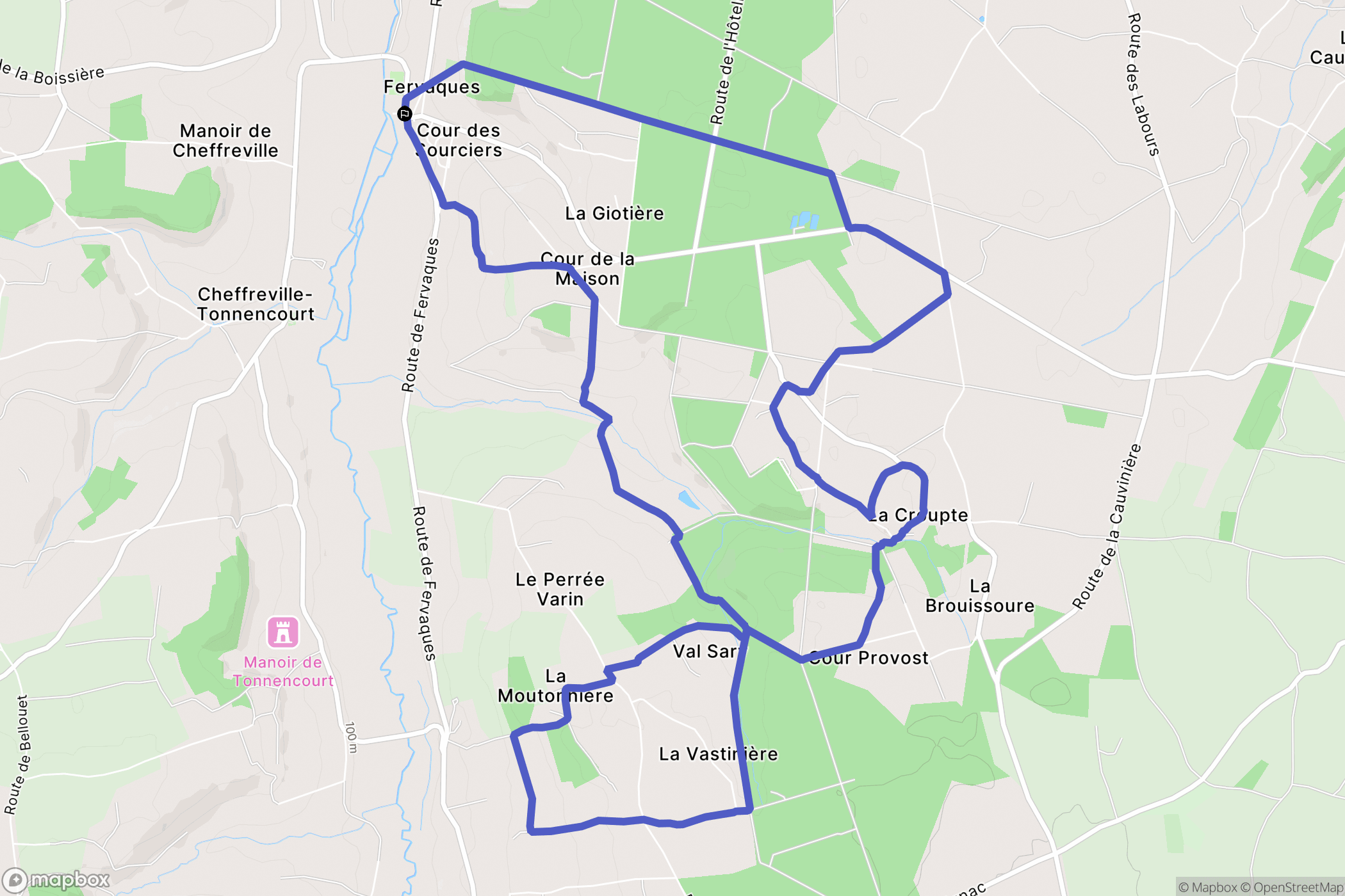 Fervaques : carte du parcours de randonnée - France