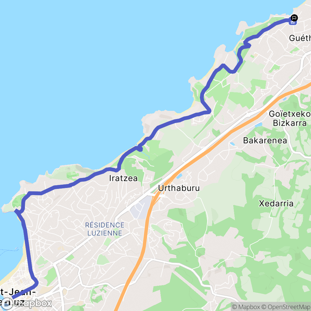 Guéthary : carte du parcours de randonnée - France