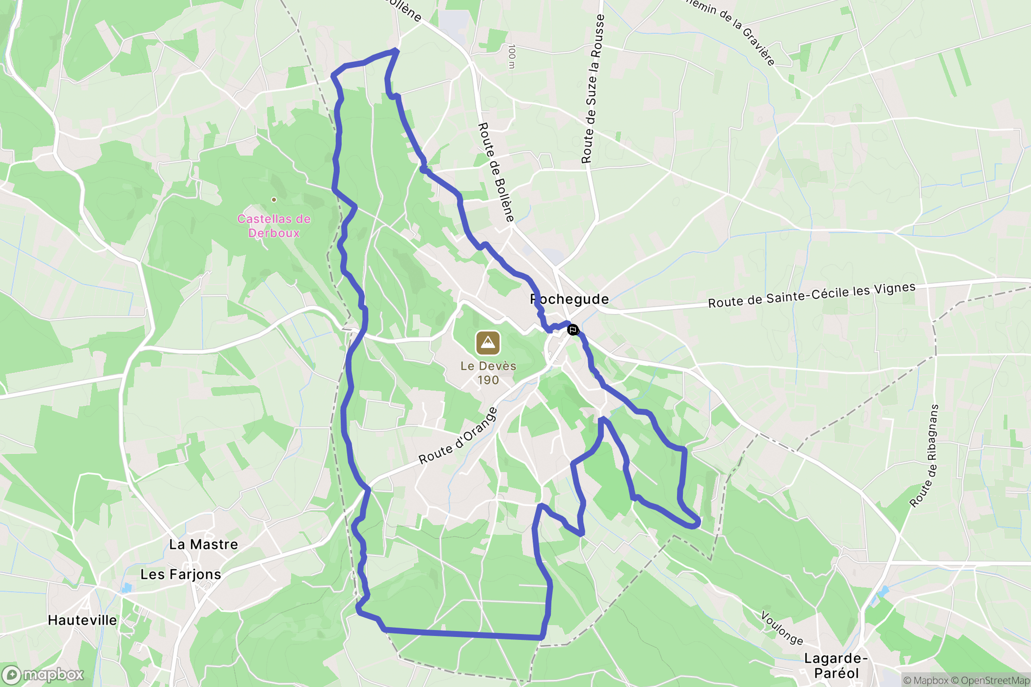 Rochegude : carte du parcours de randonnée - France