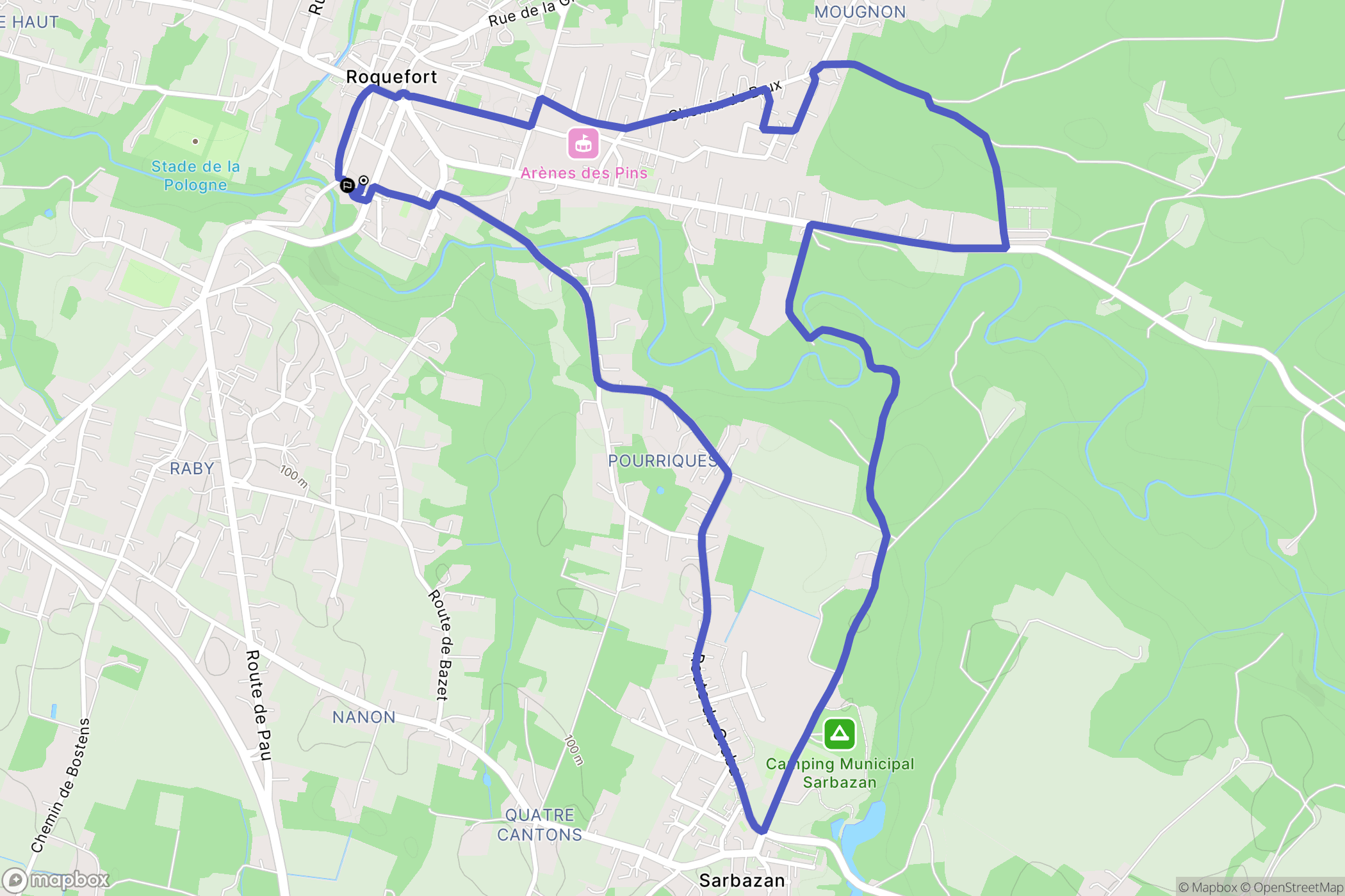 Roquefort : carte du parcours de randonnée - France
